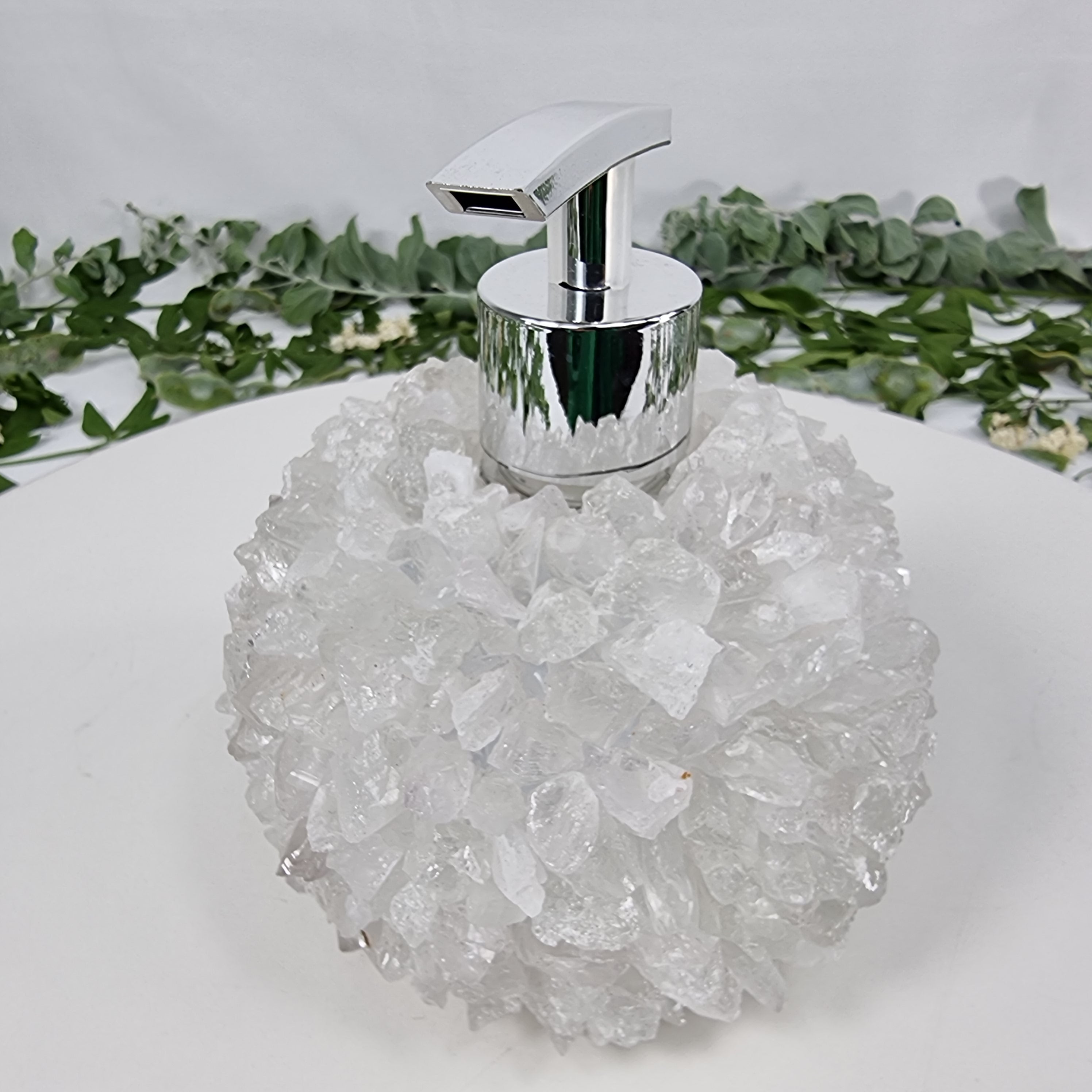 Crystal Soap Dispenser | Extra Quality 15 cm high | Golden and Silver Spout | Energy, Beauty and Sophistication