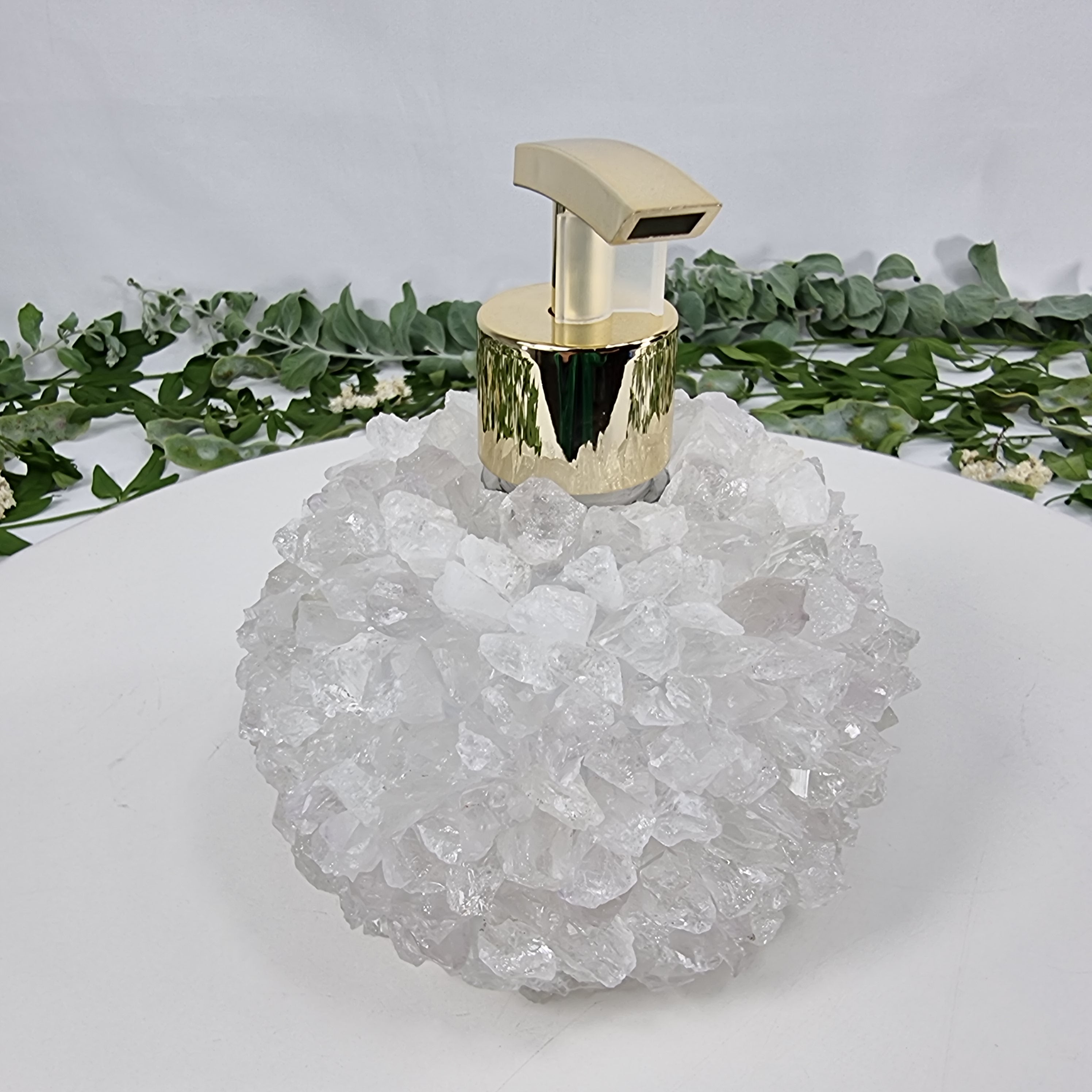 Crystal Soap Dispenser | Extra Quality 15 cm high | Golden and Silver Spout | Energy, Beauty and Sophistication