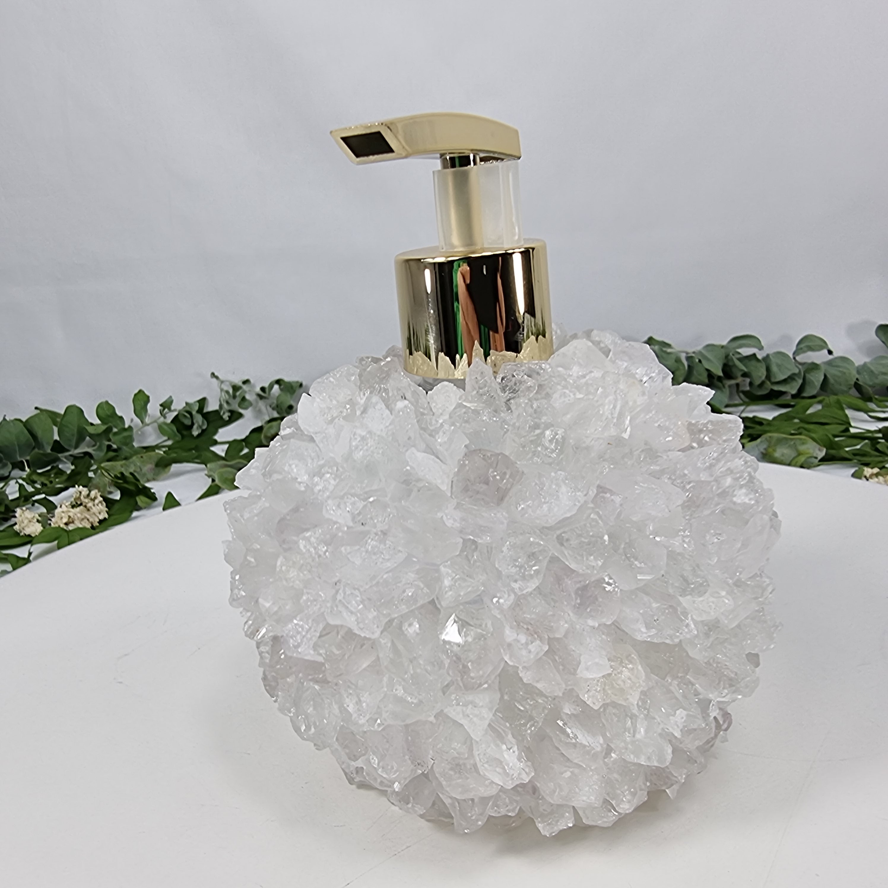 Crystal Soap Dispenser | Extra Quality 15 cm high | Golden and Silver Spout | Energy, Beauty and Sophistication
