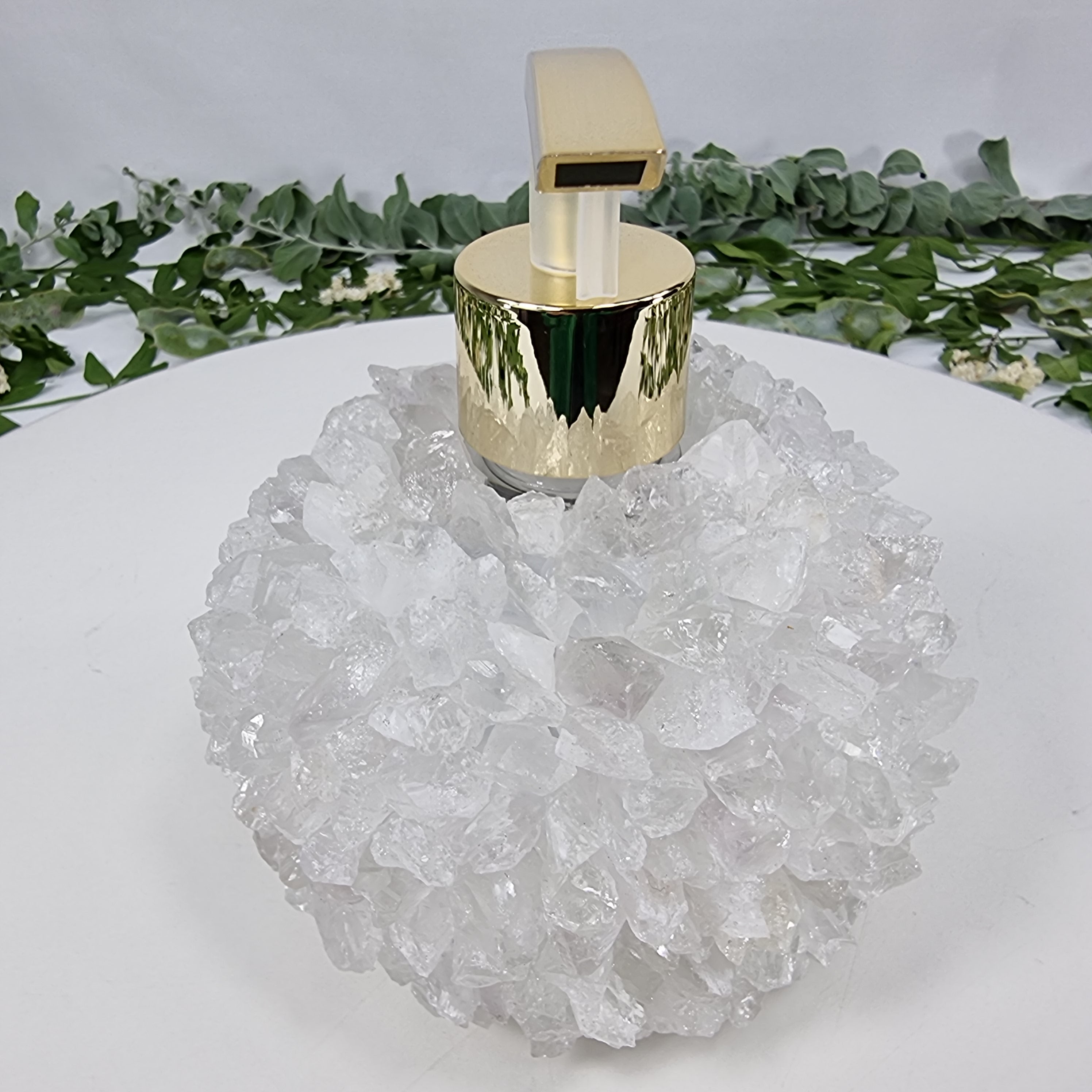 Crystal Soap Dispenser | Extra Quality 15 cm high | Golden and Silver Spout | Energy, Beauty and Sophistication