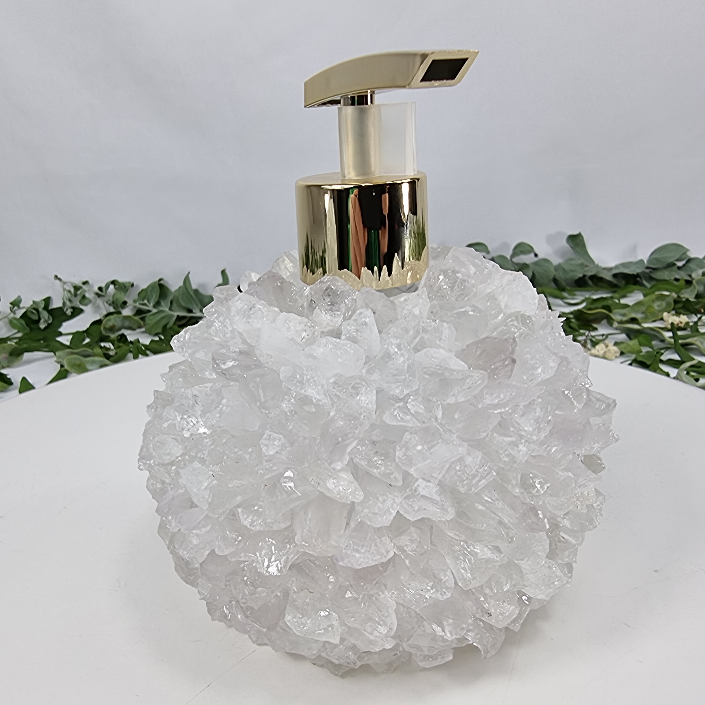Crystal Soap Dispenser | Extra Quality 15 cm high | Golden and Silver Spout | Energy, Beauty and Sophistication