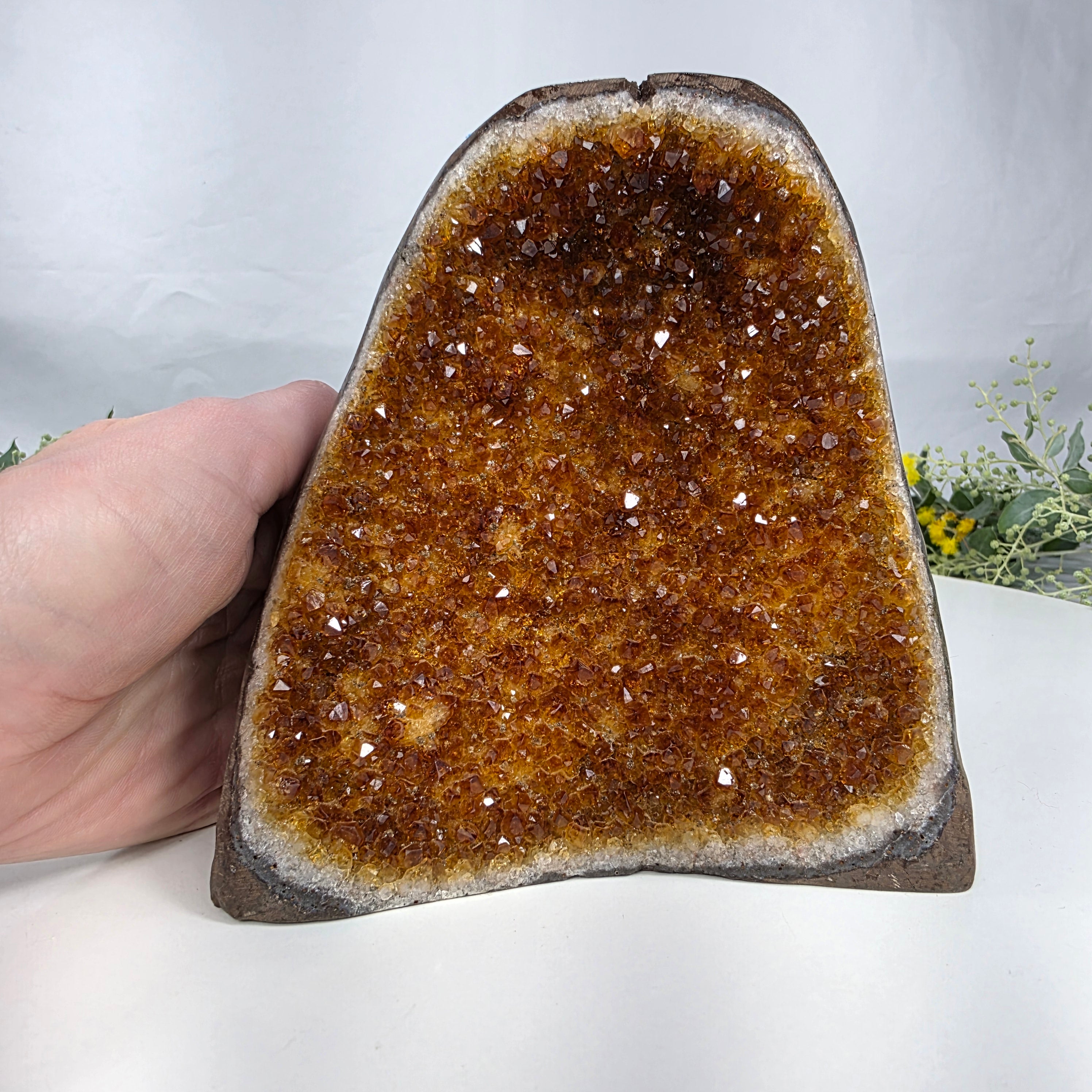 Special Citrine Druse | Weight 1.30 Kgs, Height 13 cm | Handcrafted BR Crystals Piece