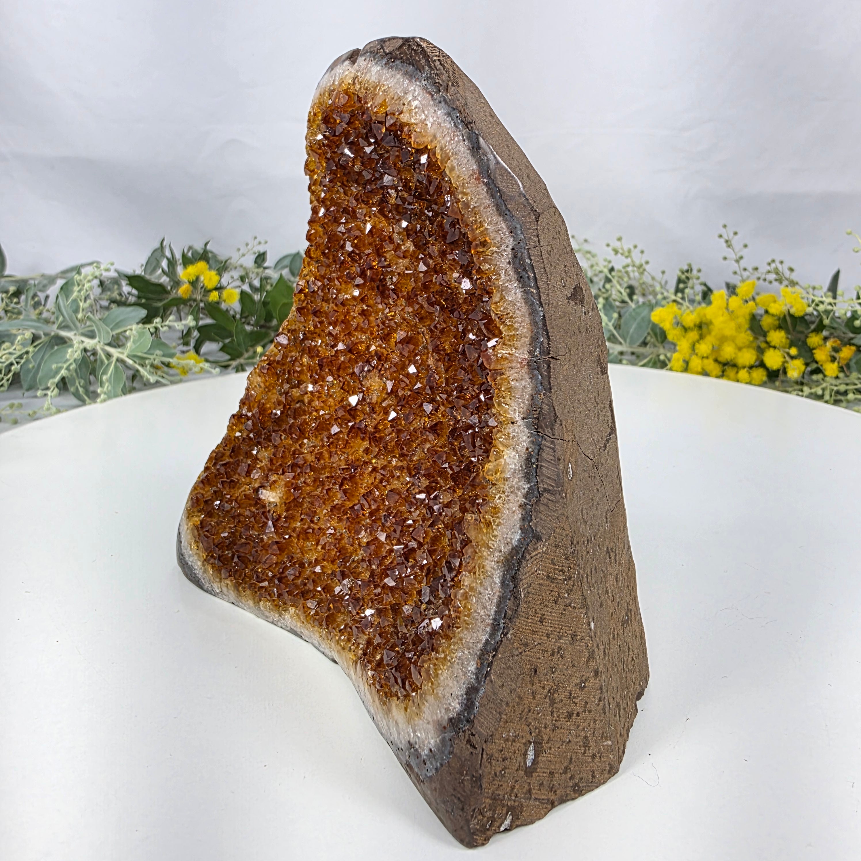 Special Citrine Druse | Weight 1.30 Kgs, Height 13 cm | Handcrafted BR Crystals Piece