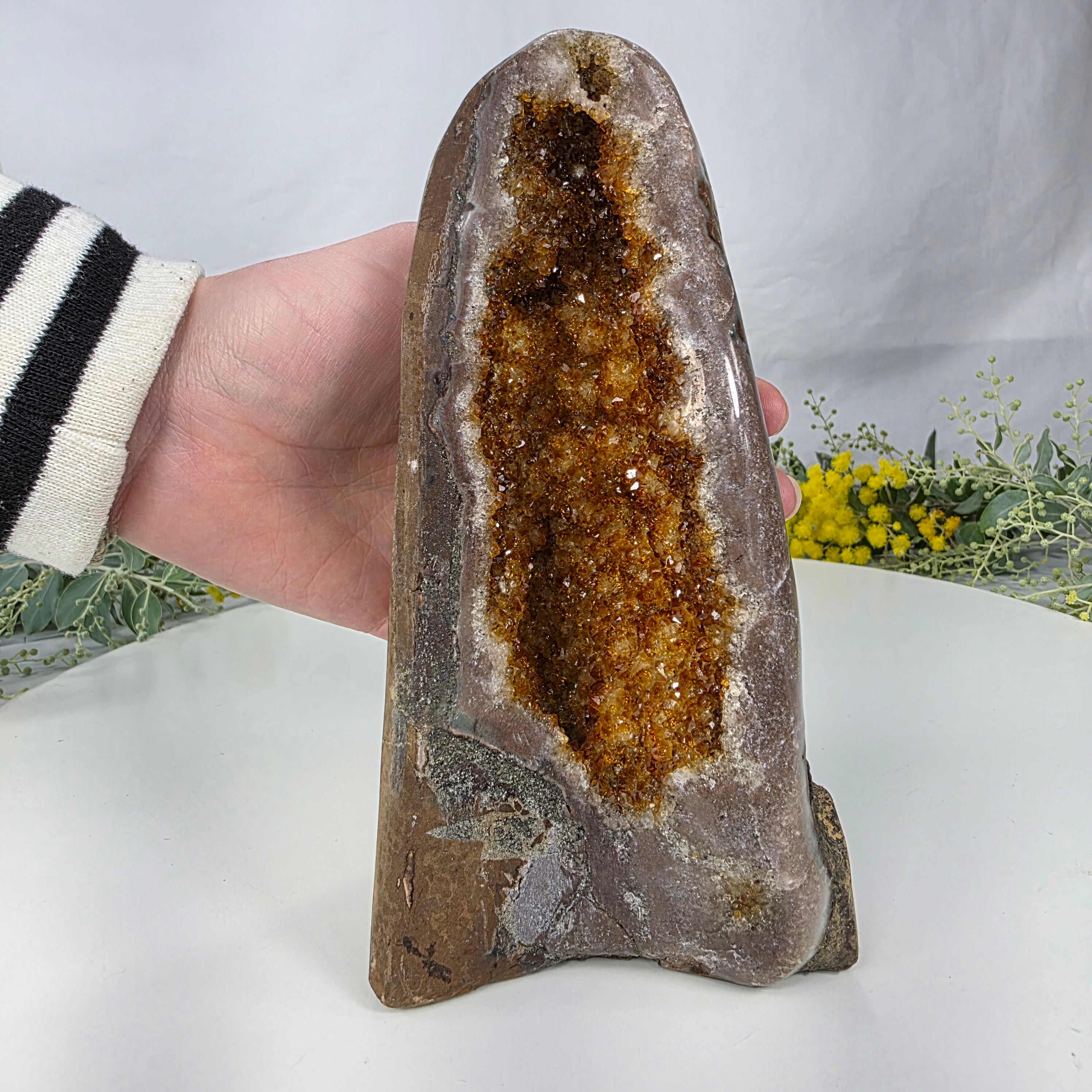 Special Citrine Geode | Weight 1.20 Kgs, Height 19 cm | Handcrafted BR Crystals Piece