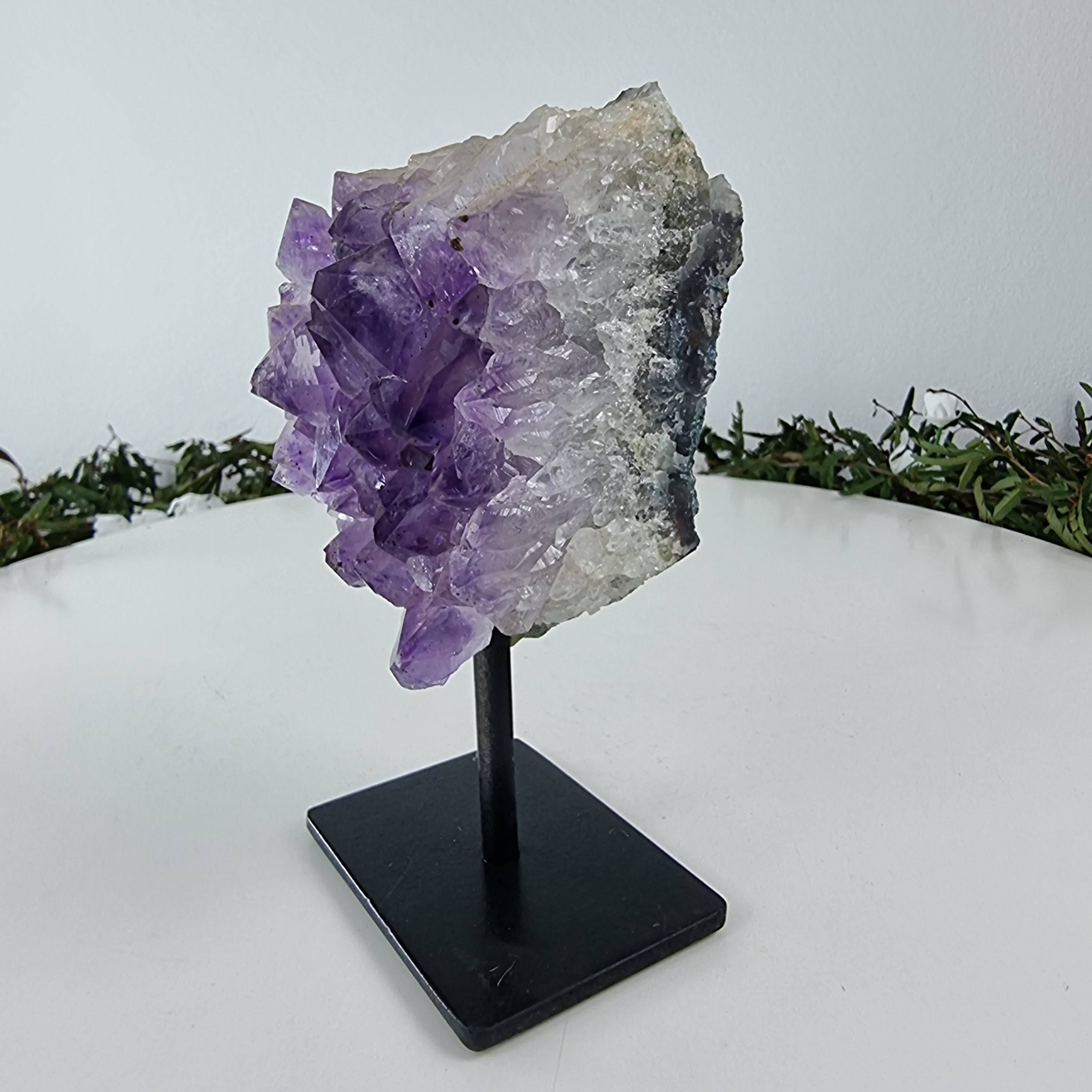 Small Amethyst Druze | Black Iron Base | 1 Unit, Size 15 cm | Energy, Beauty, and Sophistication