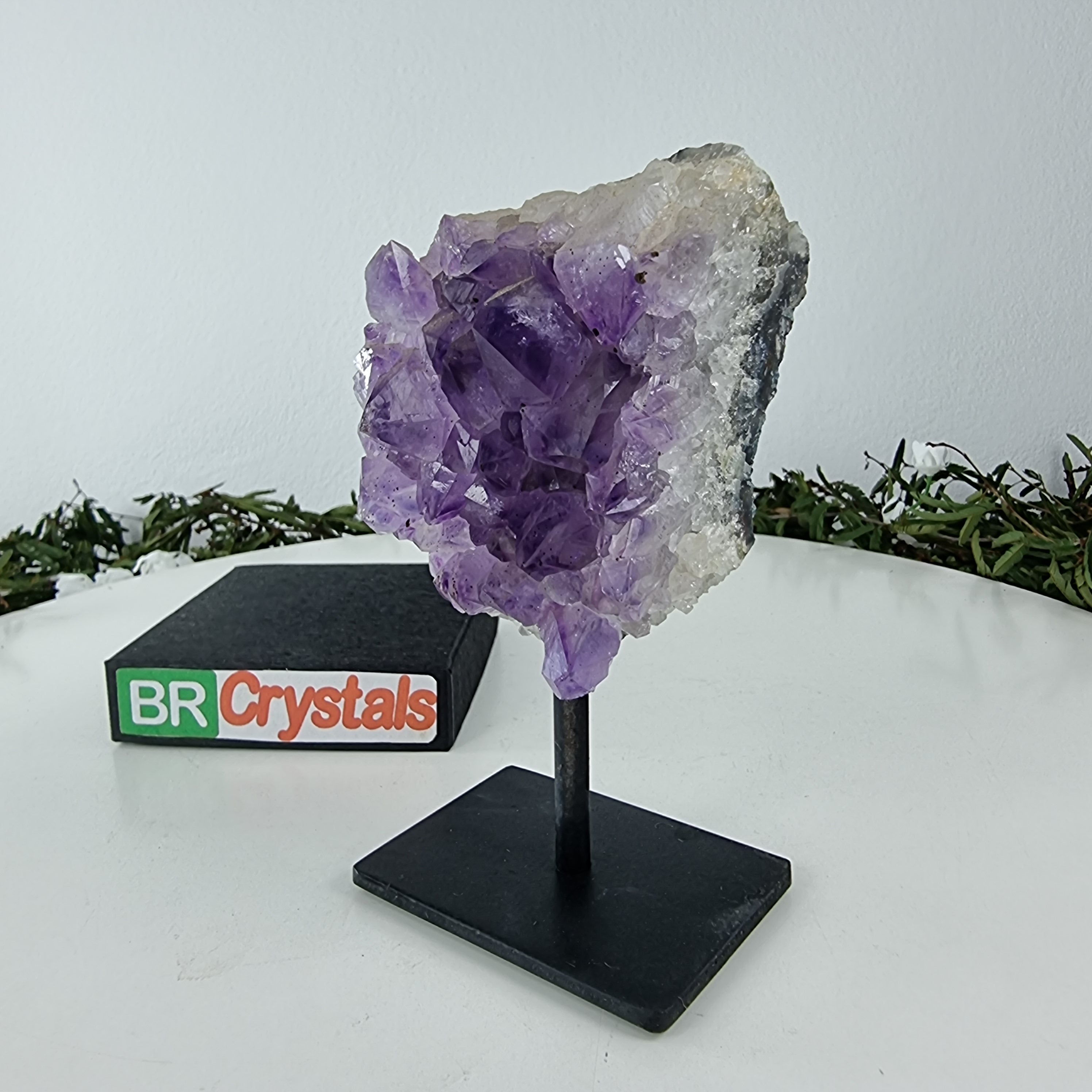 Small Amethyst Druze | Black Iron Base | 1 Unit, Size 15 cm | Energy, Beauty, and Sophistication