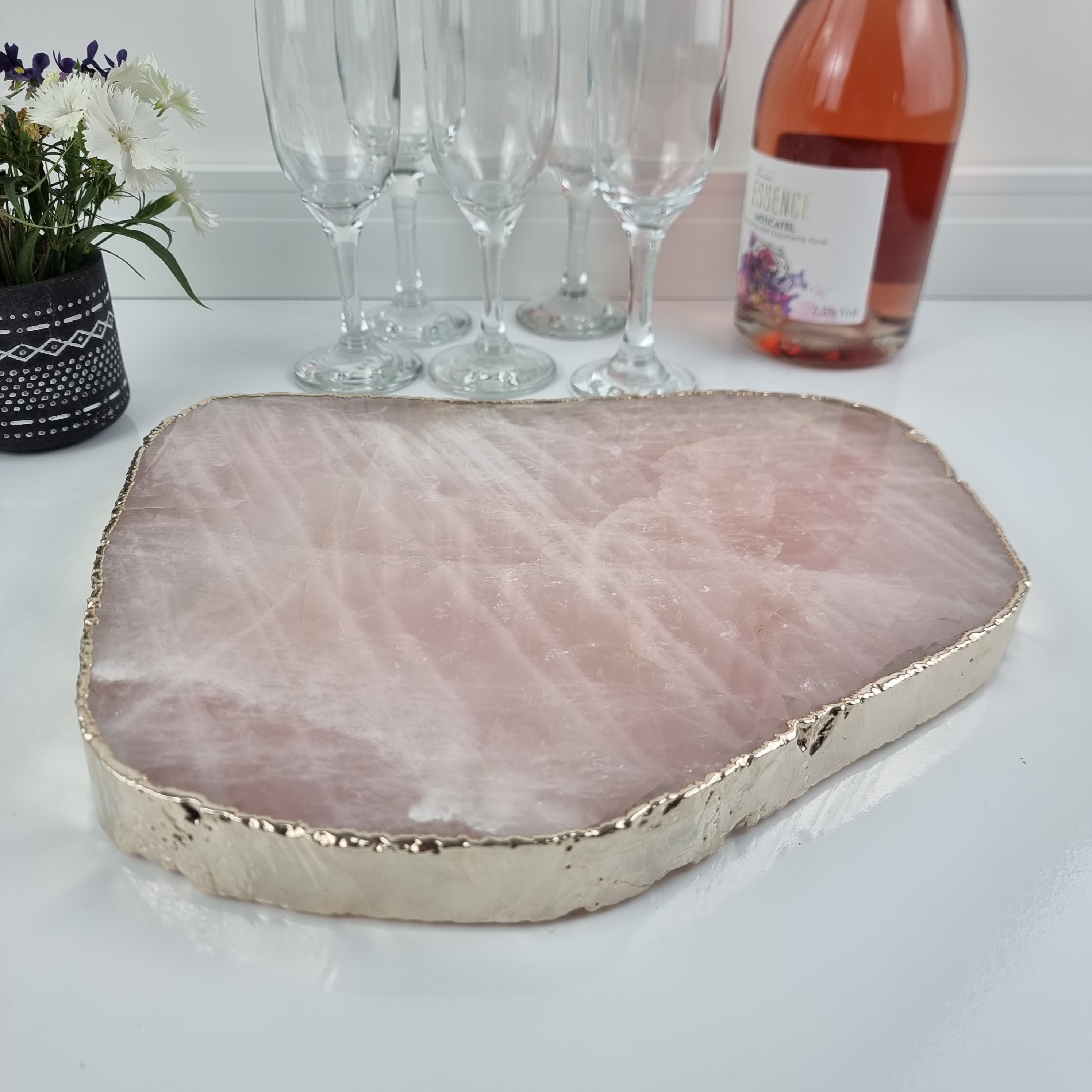 Bandejas de Cuarzo con BORDES NATURALES tamaño 30 a 35 cm y peso 3 kg