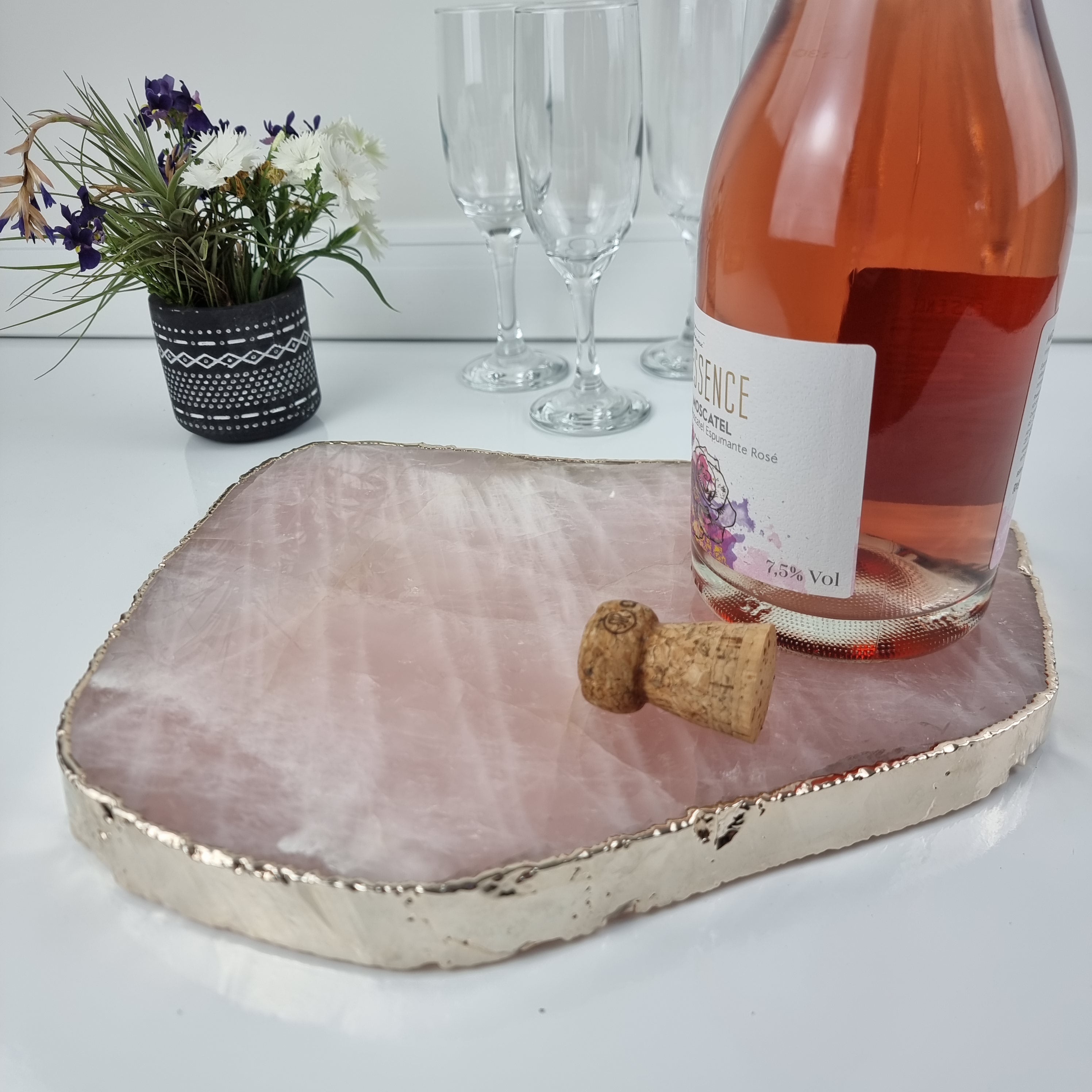 Bandejas de Cuarzo con BORDES NATURALES tamaño 30 a 35 cm y peso 3 kg