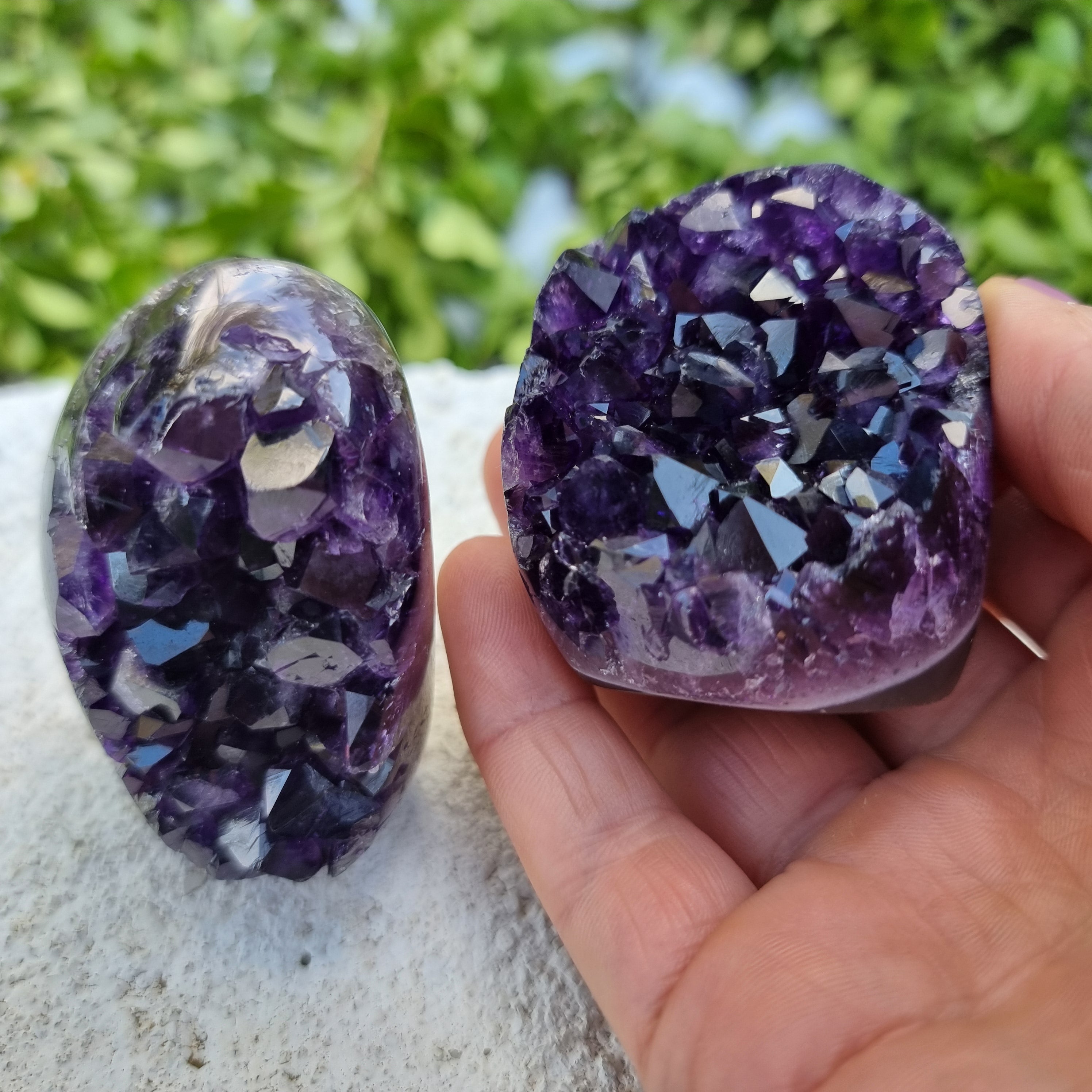 Drusas de Amatista SÚPER Morada - 2 unidades | Peso 0,30 Kgs, Altura 4 cm | Energía, Belleza y Sofisticación