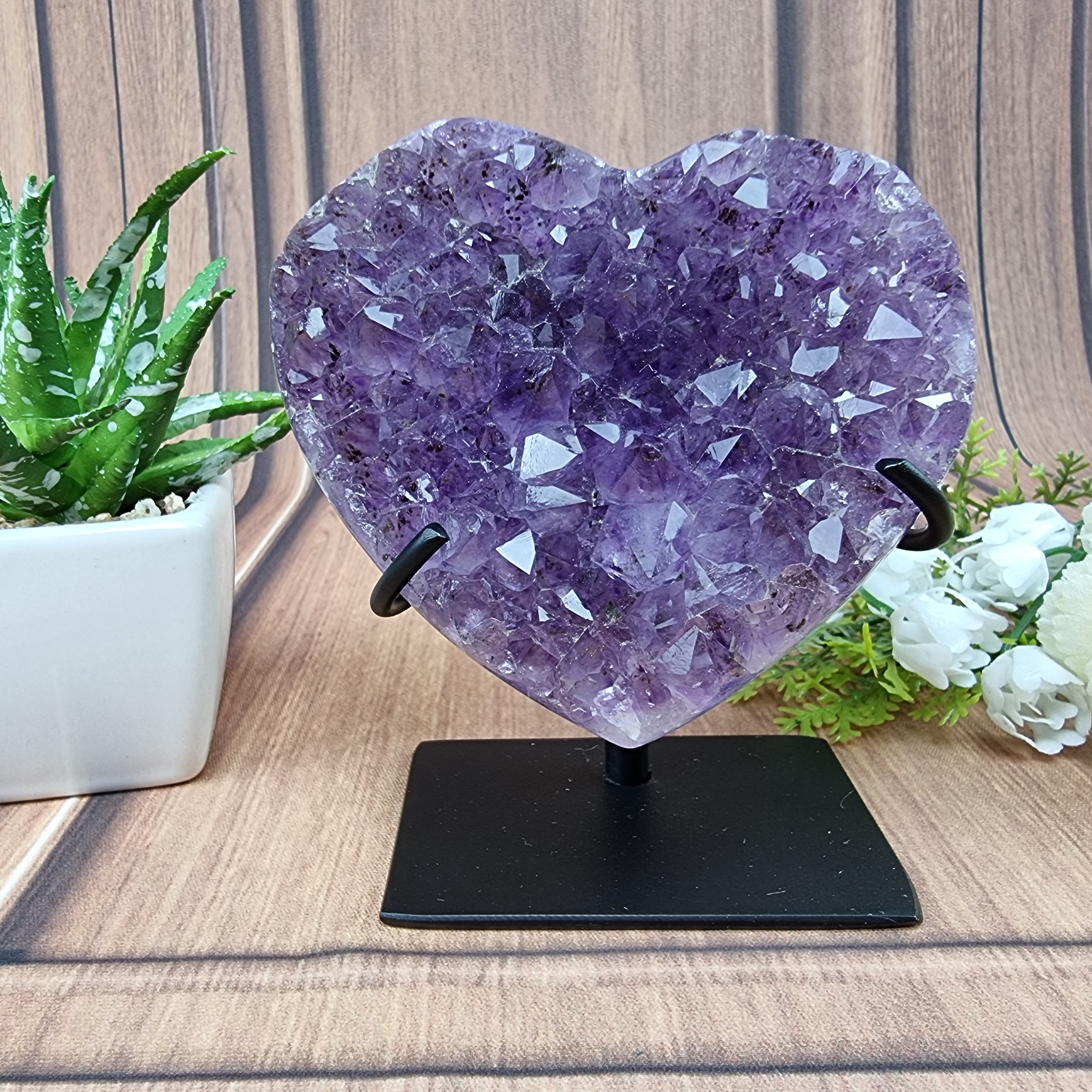 Amethyst Hearts on an Iron Stand - Super Extra, For your Choice