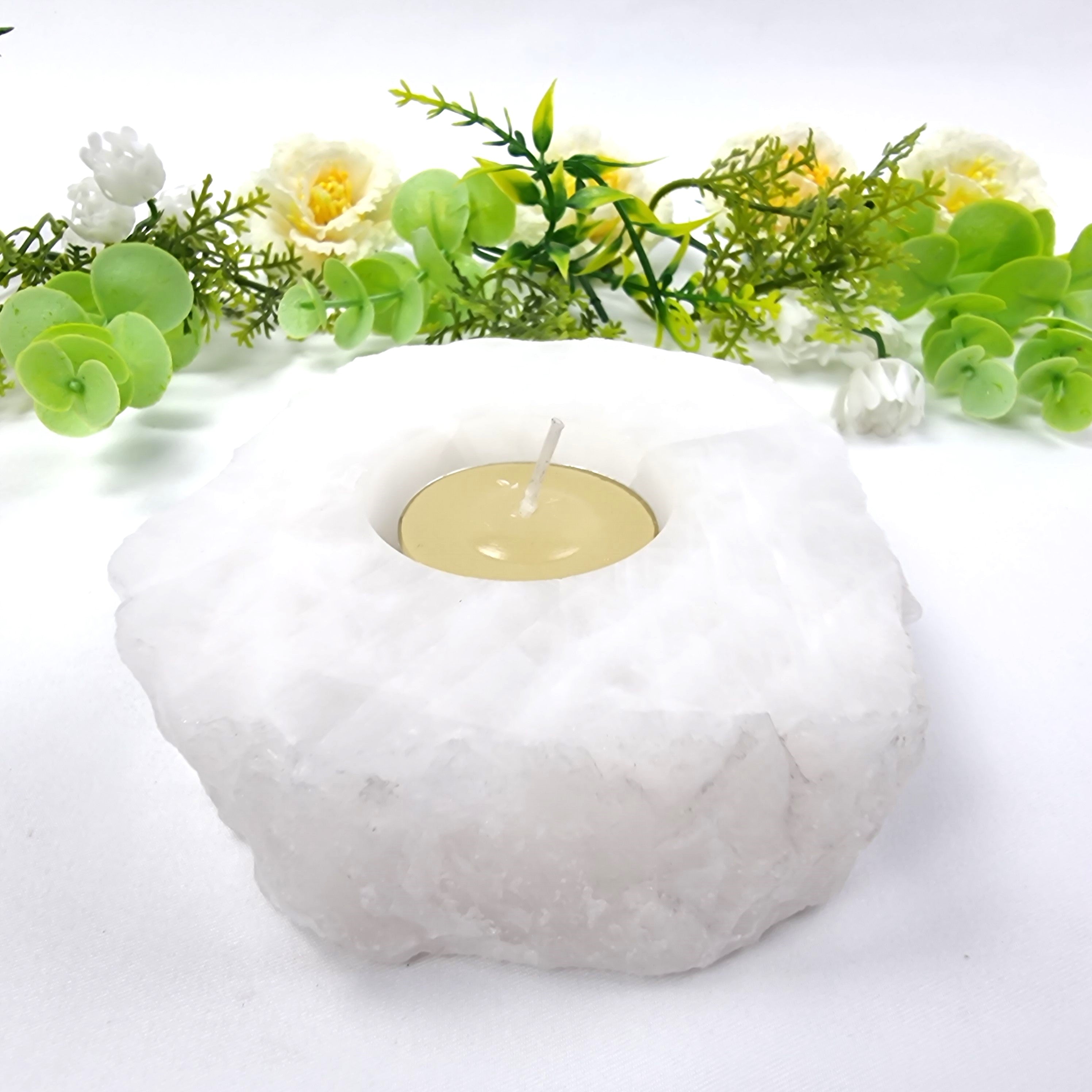 Quartz Candle Holder - Raw Quartz Tealight Candle Holder - Cluster Candle Holder