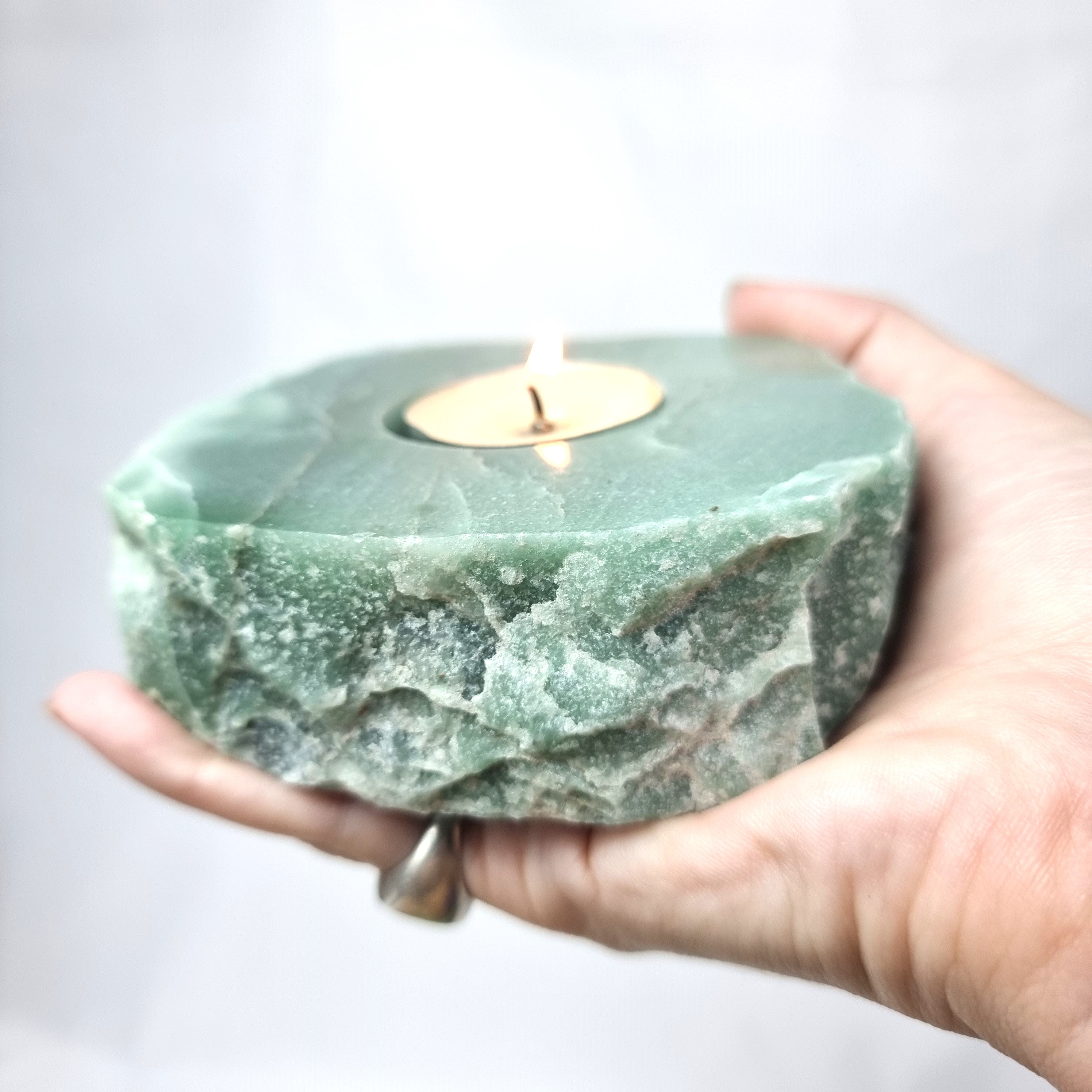 Quartz Candle Holder - Raw Quartz Tealight Candle Holder - Cluster Candle Holder