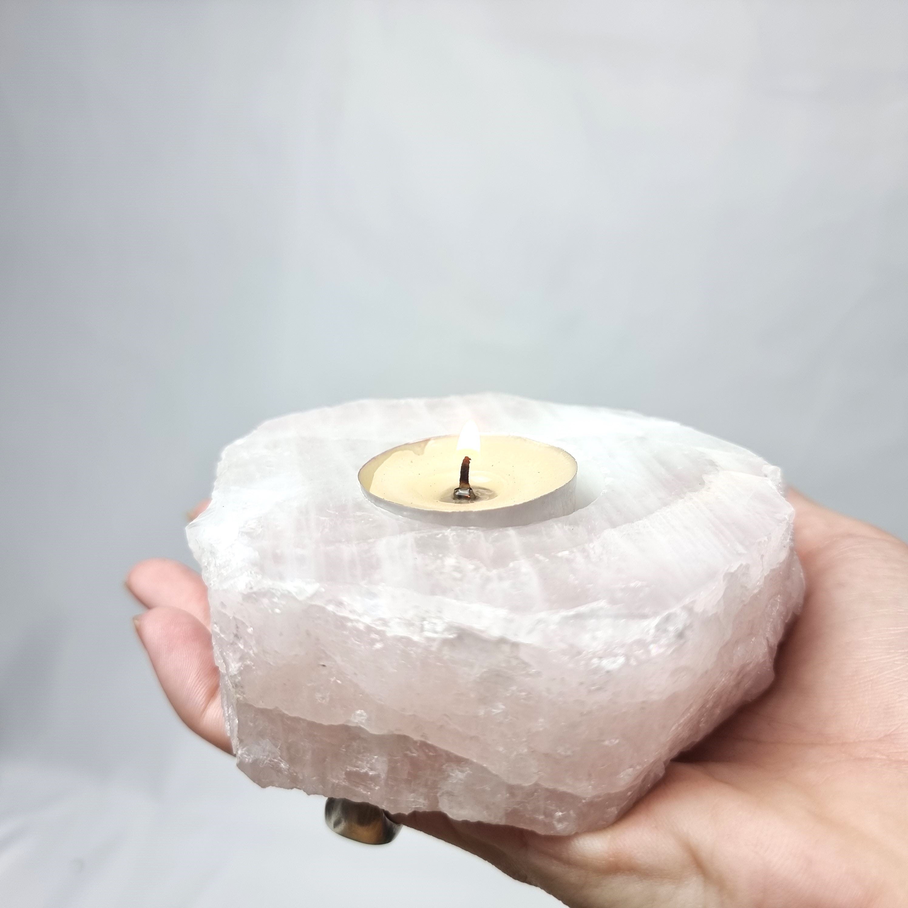 Quartz Candle Holder - Raw Quartz Tealight Candle Holder - Cluster Candle Holder