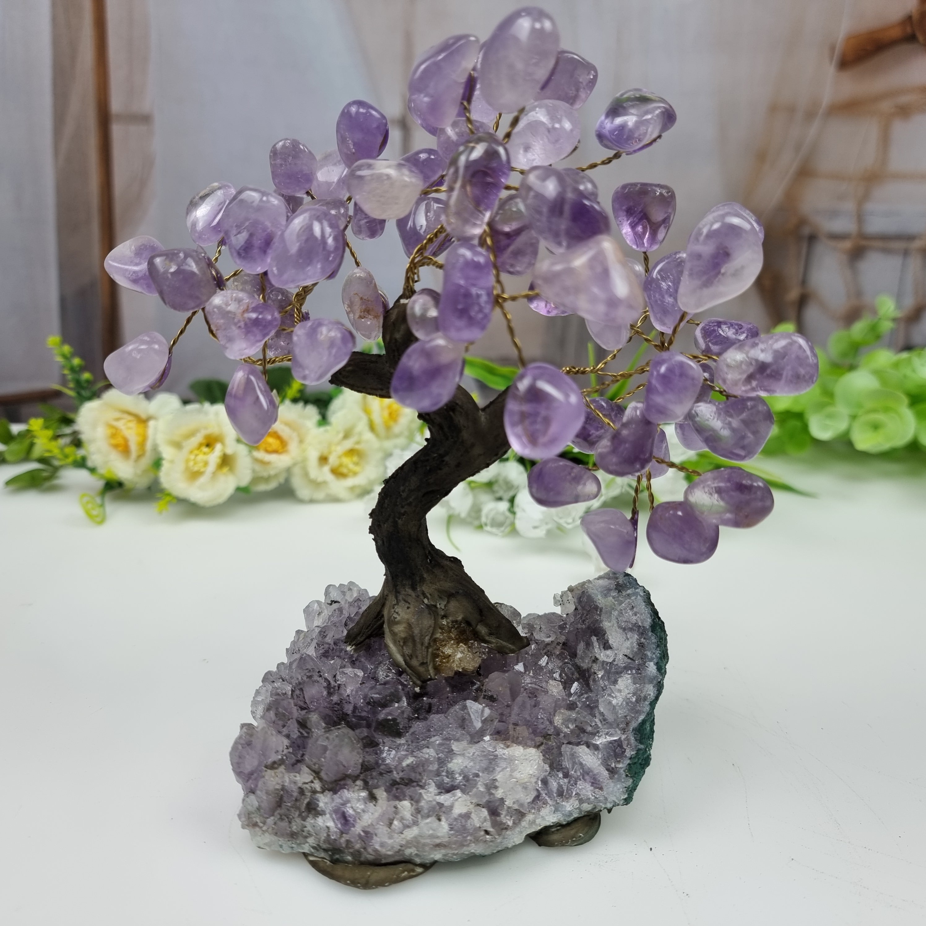 Árboles de Piedras Naturales | Modelos a Elegir | Base Especial de Amatista - 12 ramas y 60 Piedras | Pieza Artesanal BR Crystals