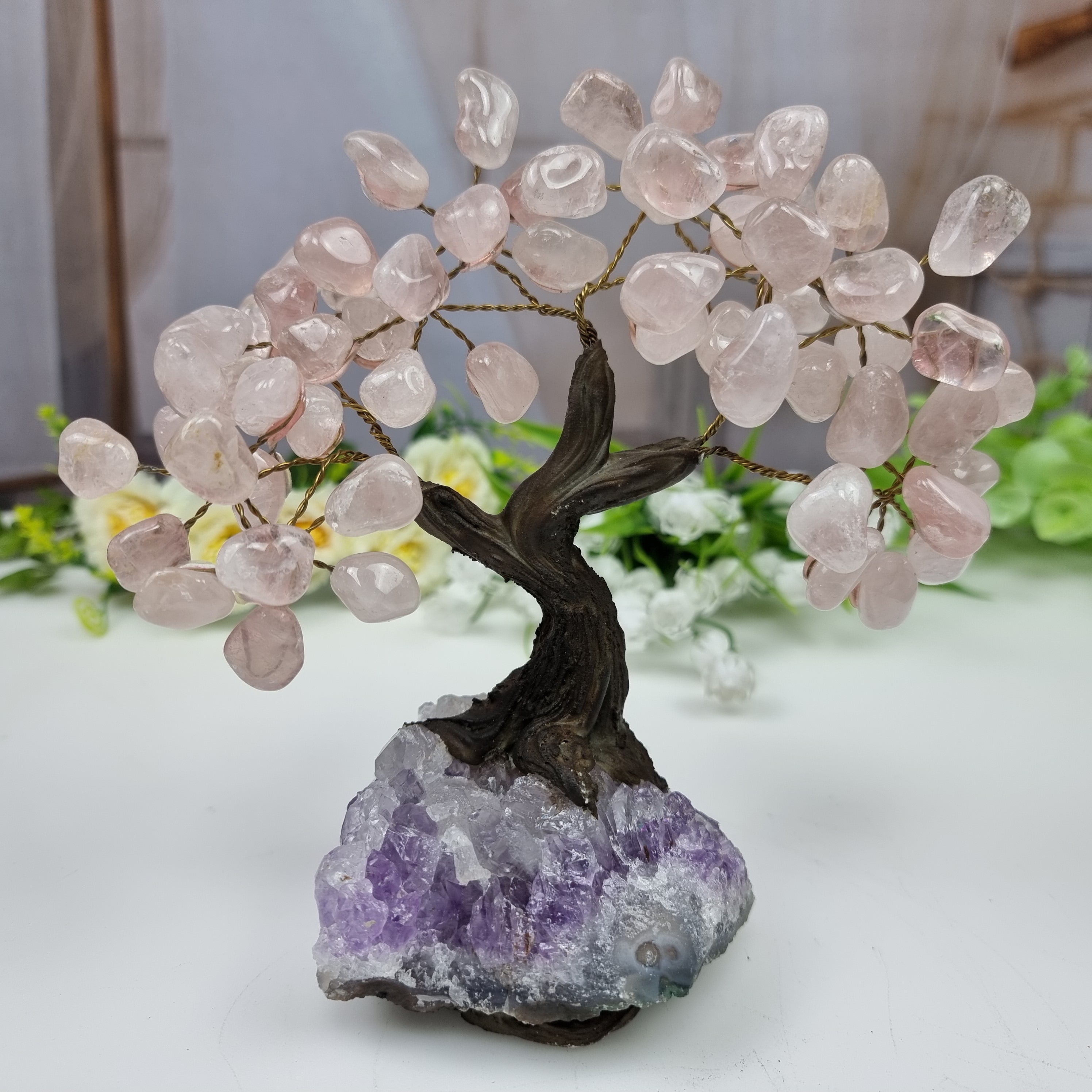 Árboles de Piedras Naturales | Modelos a Elegir | Base Especial de Amatista - 12 ramas y 60 Piedras | Pieza Artesanal BR Crystals