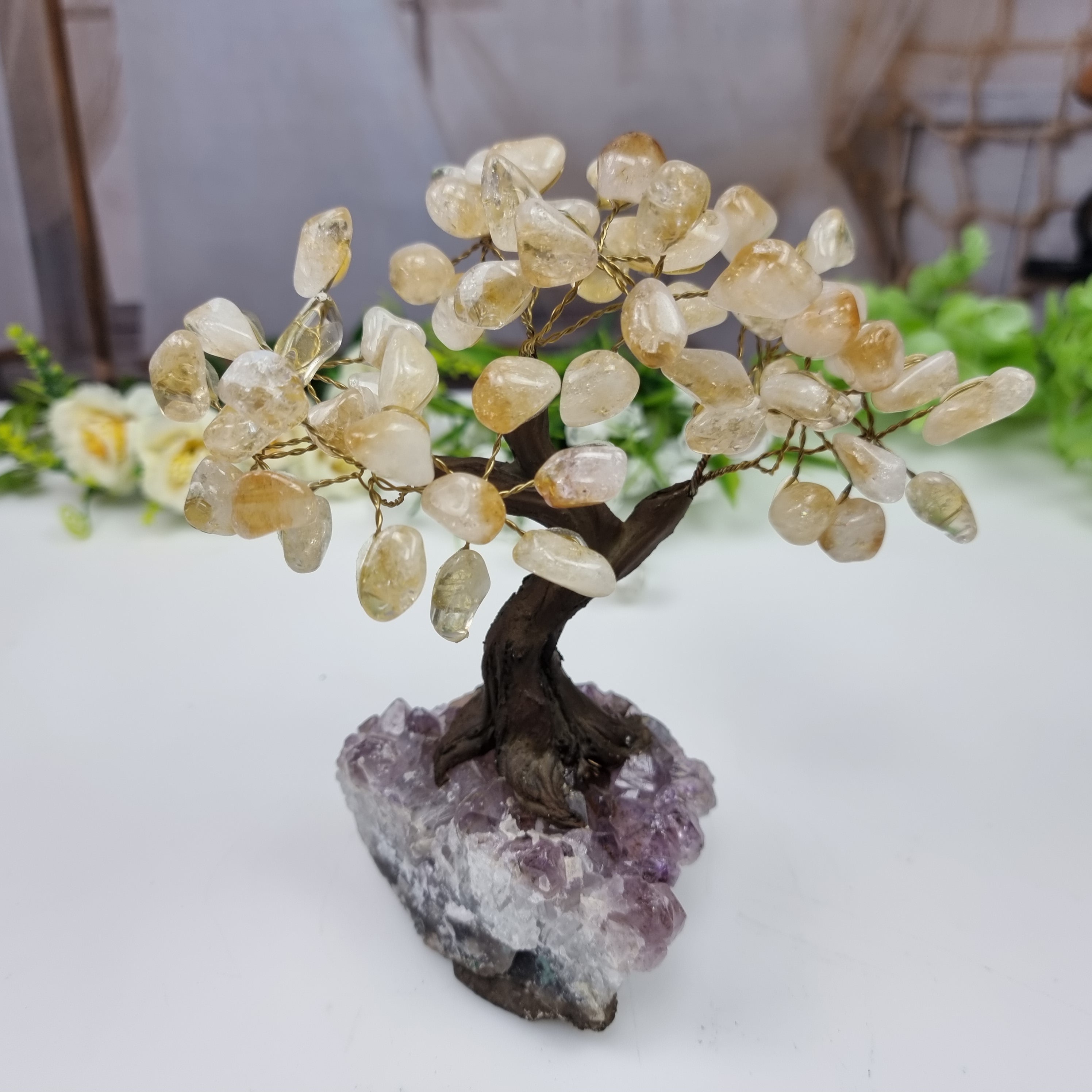 Natural Stone Trees | Models to Choose From | Special Amethyst Base - 12 branches and 60 Stones | BR Crystals Handmade Piece