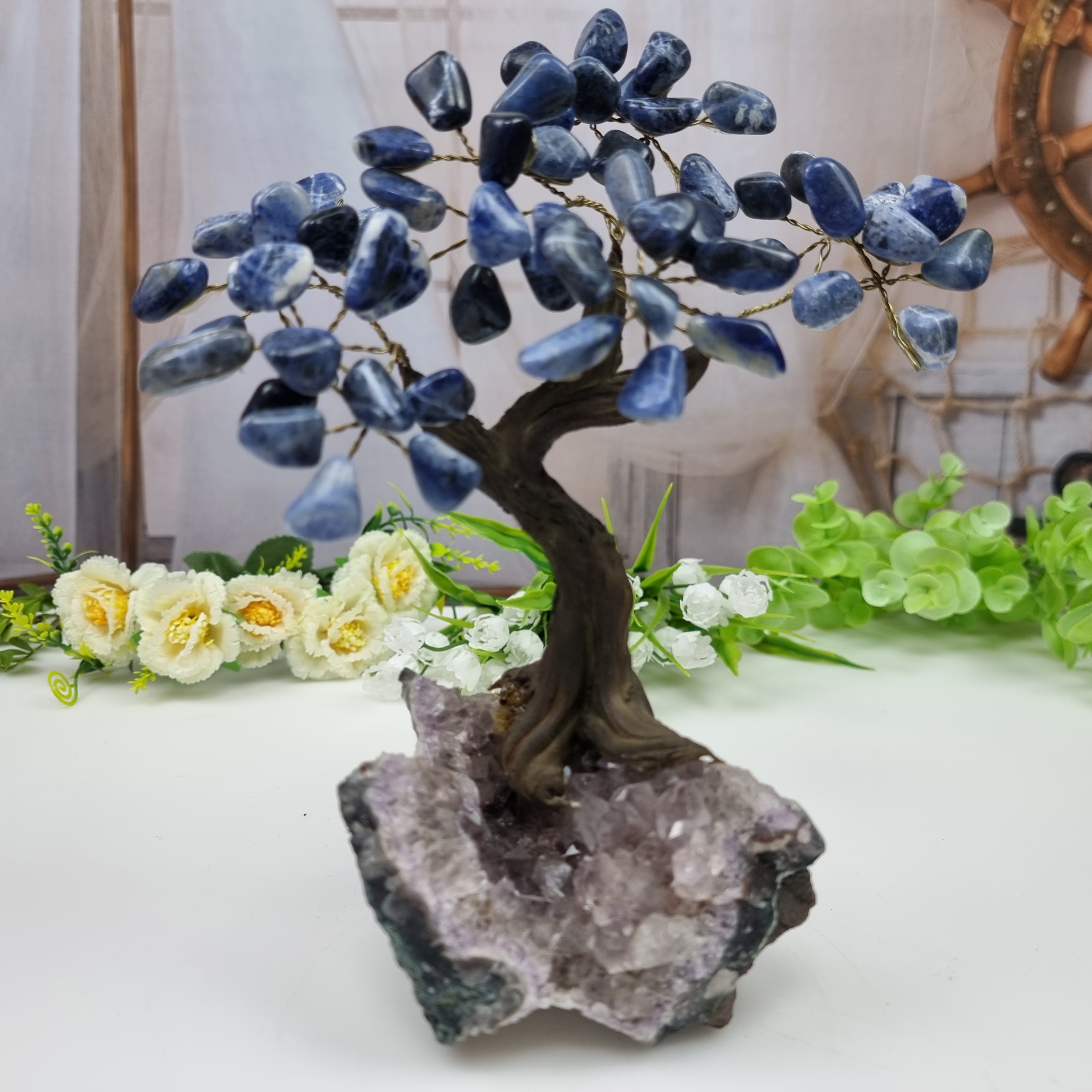 Natural Stone Trees | Models to Choose From | Special Amethyst Base - 12 branches and 60 Stones | BR Crystals Handmade Piece