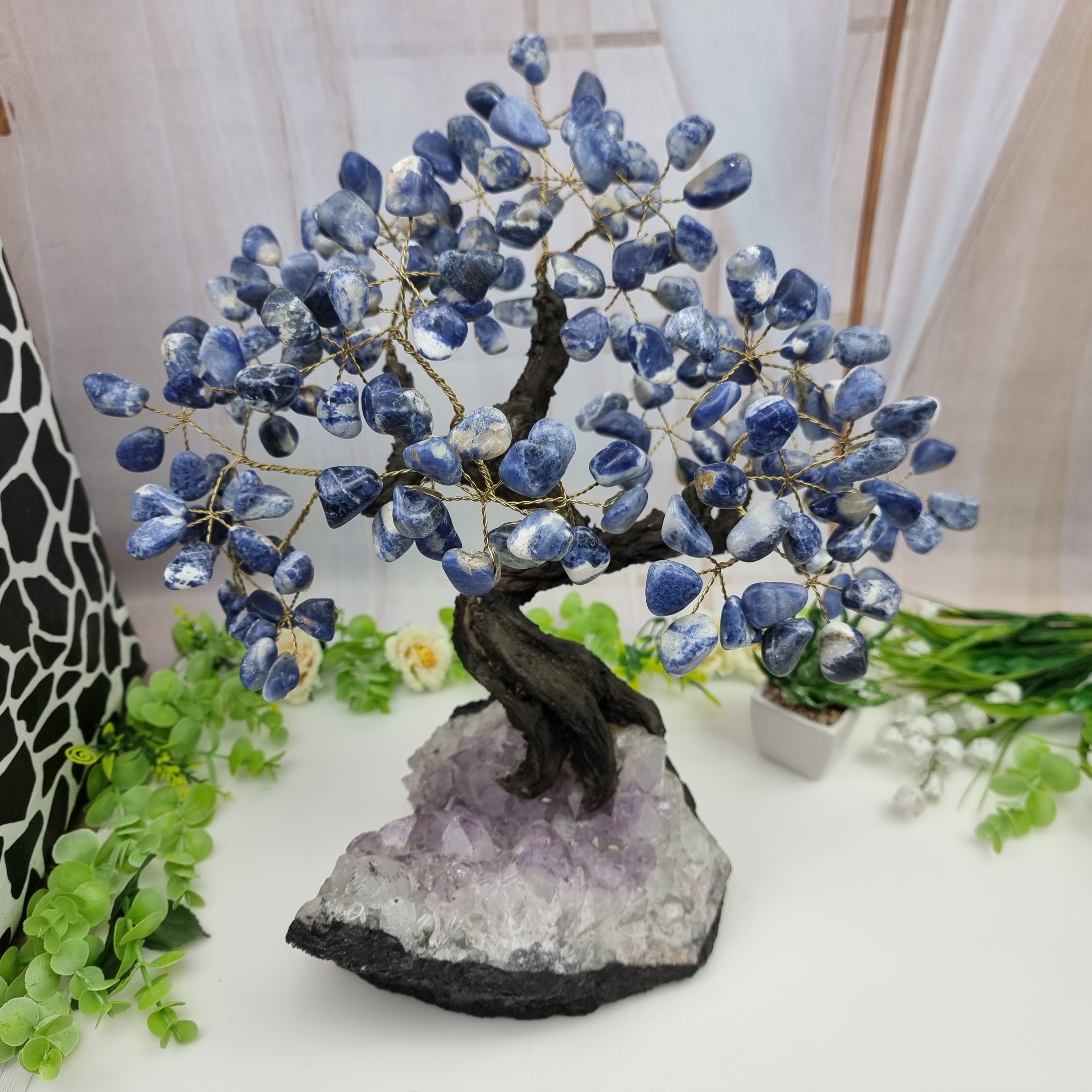 Árboles de PIEDRAS Naturales | 180 Piedras, 36 ramas | Base de Amatista con 30 cm de altura - Pieza Artesanal BR Crystals