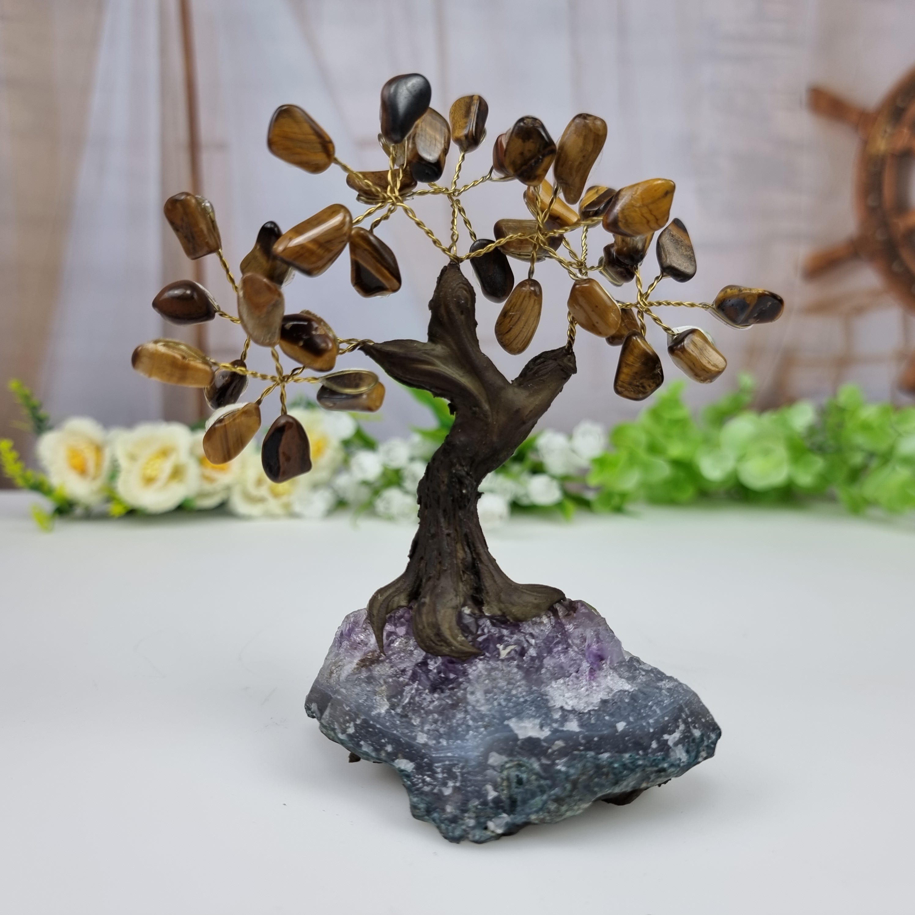 Tree of precious stones 7 branches and 35 stones 10 cm height weight 0.500 kg
