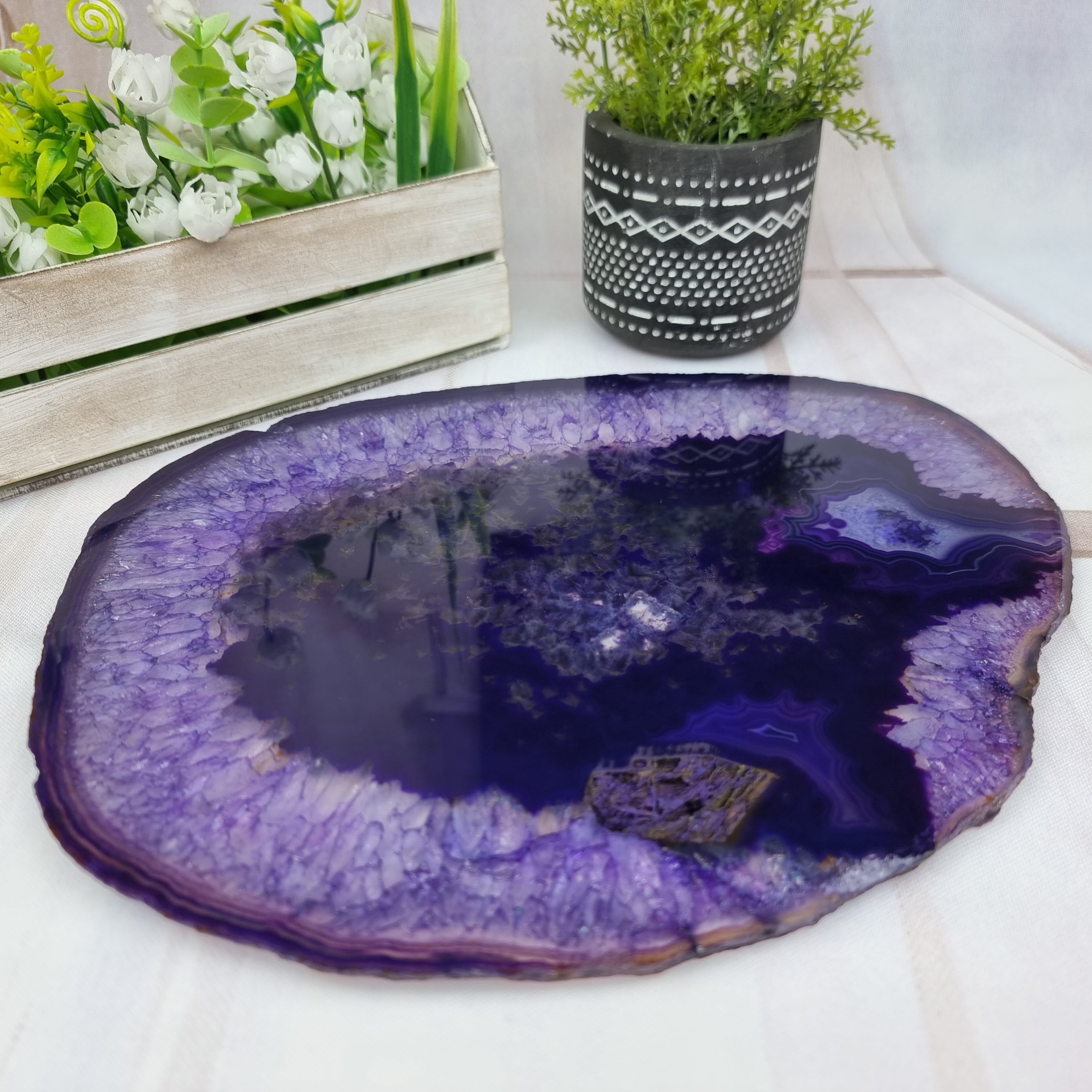Bandejas de Ágatas Naturais Especiais | 1 Unidade | Tamanho 30 cm | Peça Artesanal BR Crystals