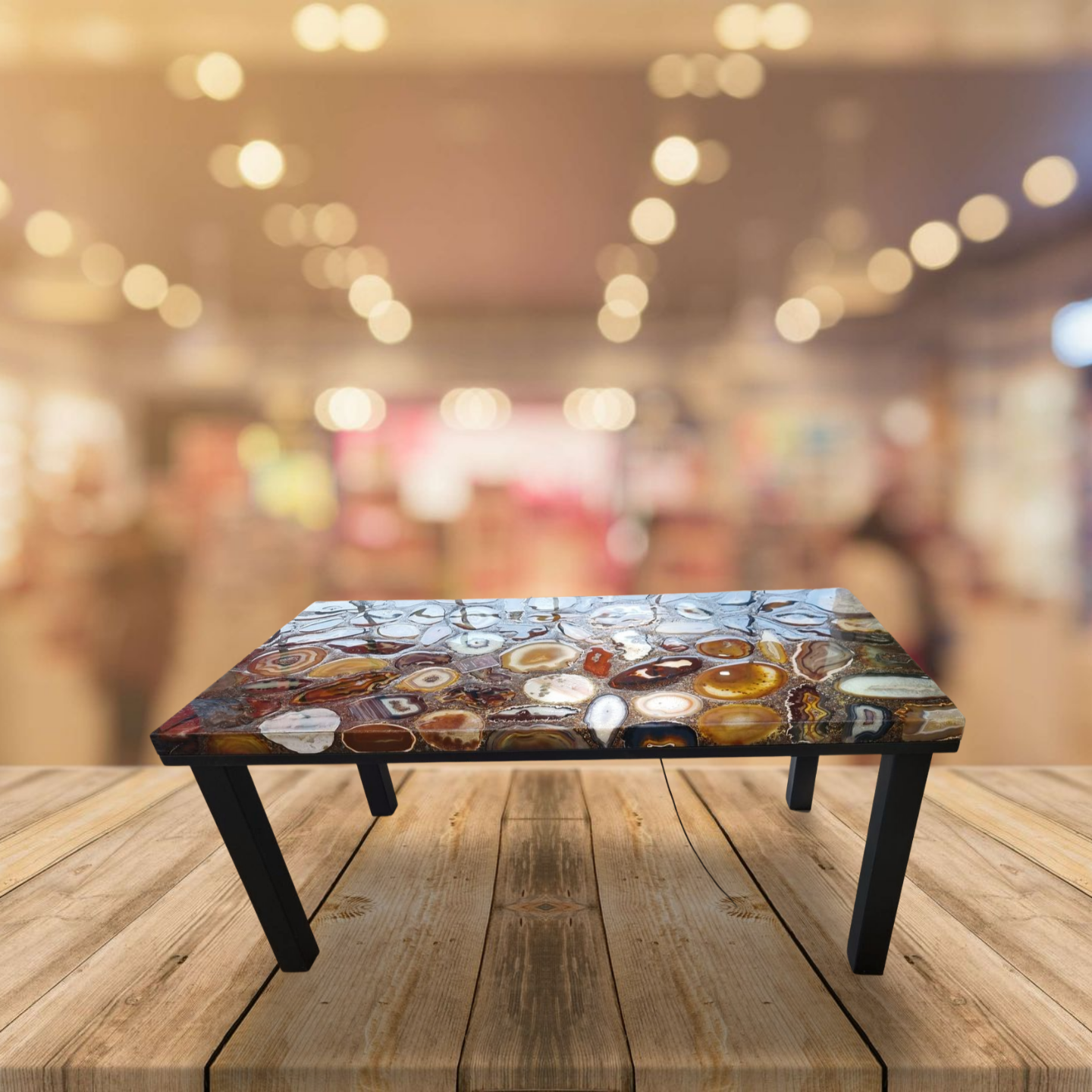 DINING Table made of Resin Designed Agates with LED Lighting measuring 2.00m x 1.00m Extra Quality