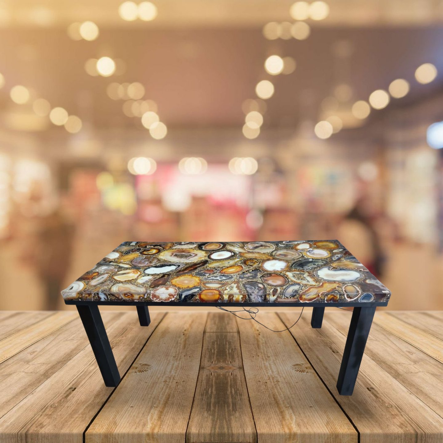 DINING Table made of Resin Designed Agates with LED Lighting measuring 2.00m x 1.00m Extra Quality