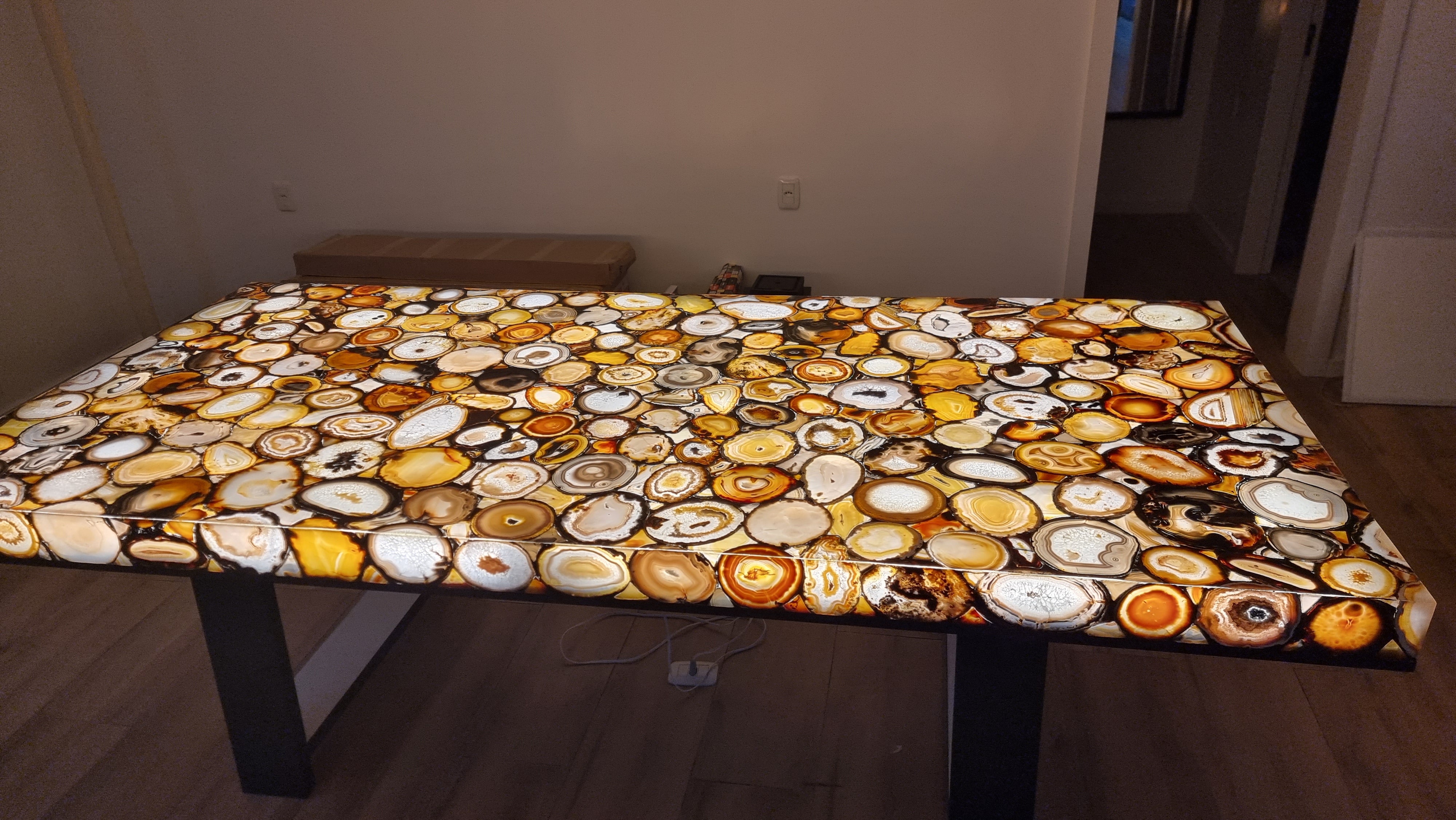 Mesa de Comedor en Ágatas de Resina con Iluminación LED 2,80m x 1,35m Calidad Extra