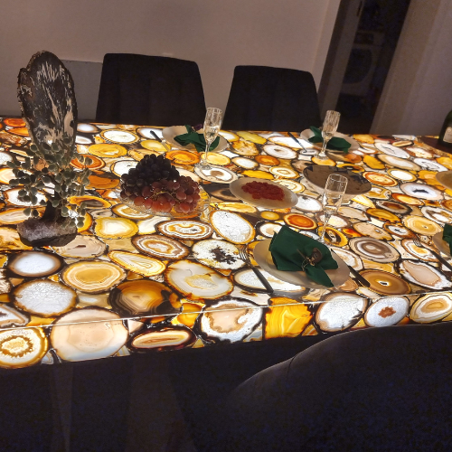 DINING Table made of Resin Designed Agates with LED Lighting measuring 2.80m x 1.35m Extra Quality