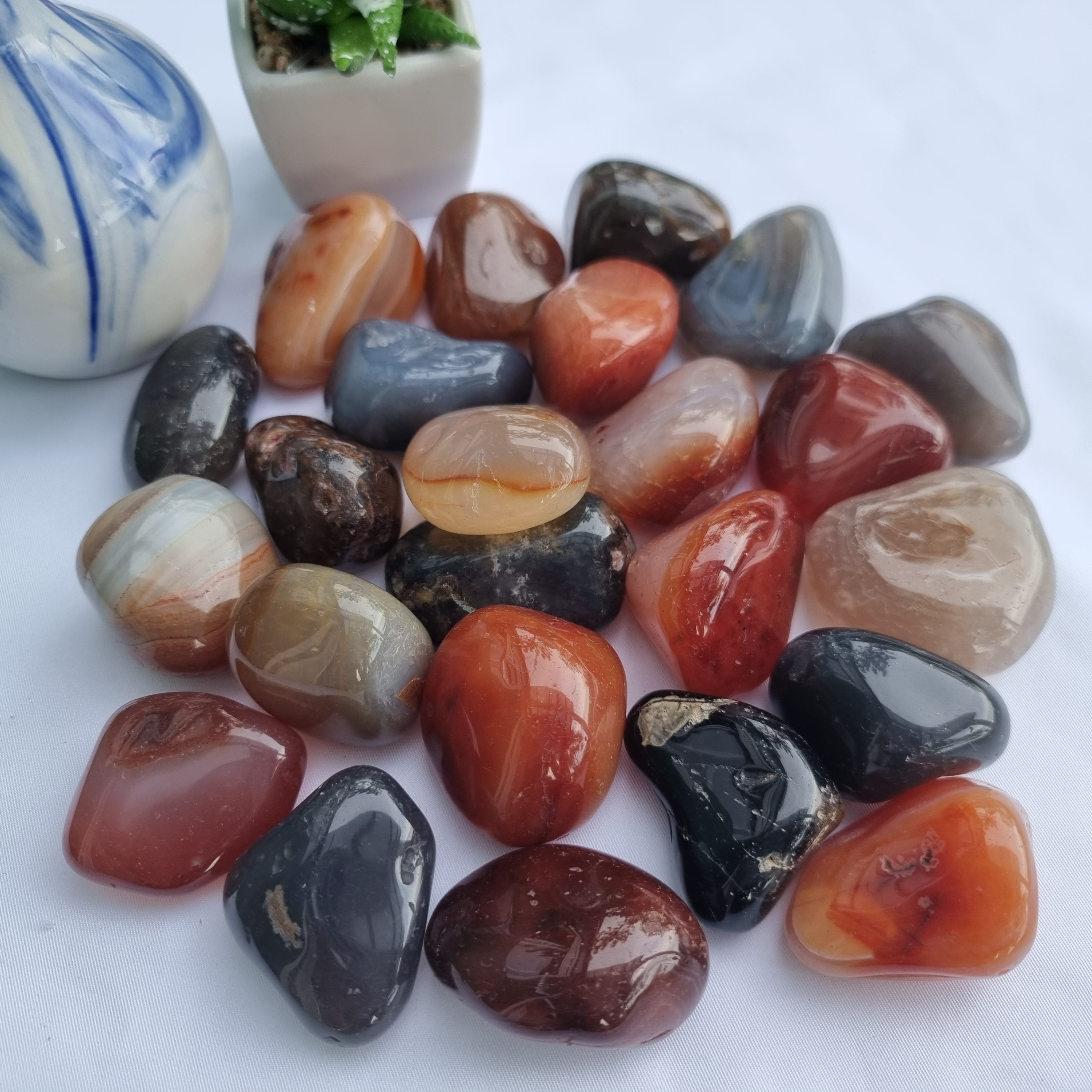 Piedras Rodadas Ágatas Naturales Surtidas Pulidas 3,5 a 4,5 cm Cantidad 1 kg