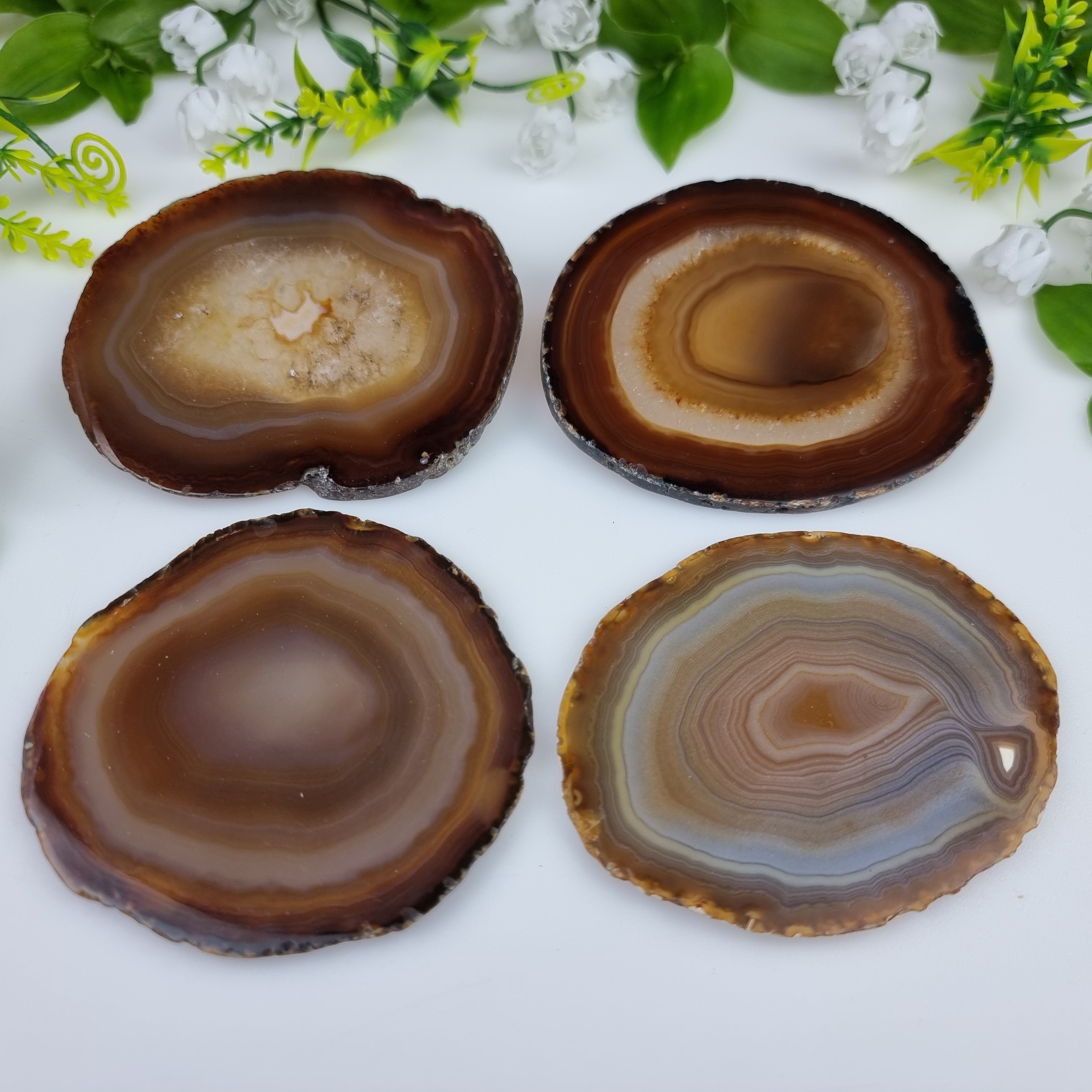 Porta Copos de Àgatas Naturais | 4 unidades | Altura de 8 a 10 cm | Peça Artesanal BR Crystals