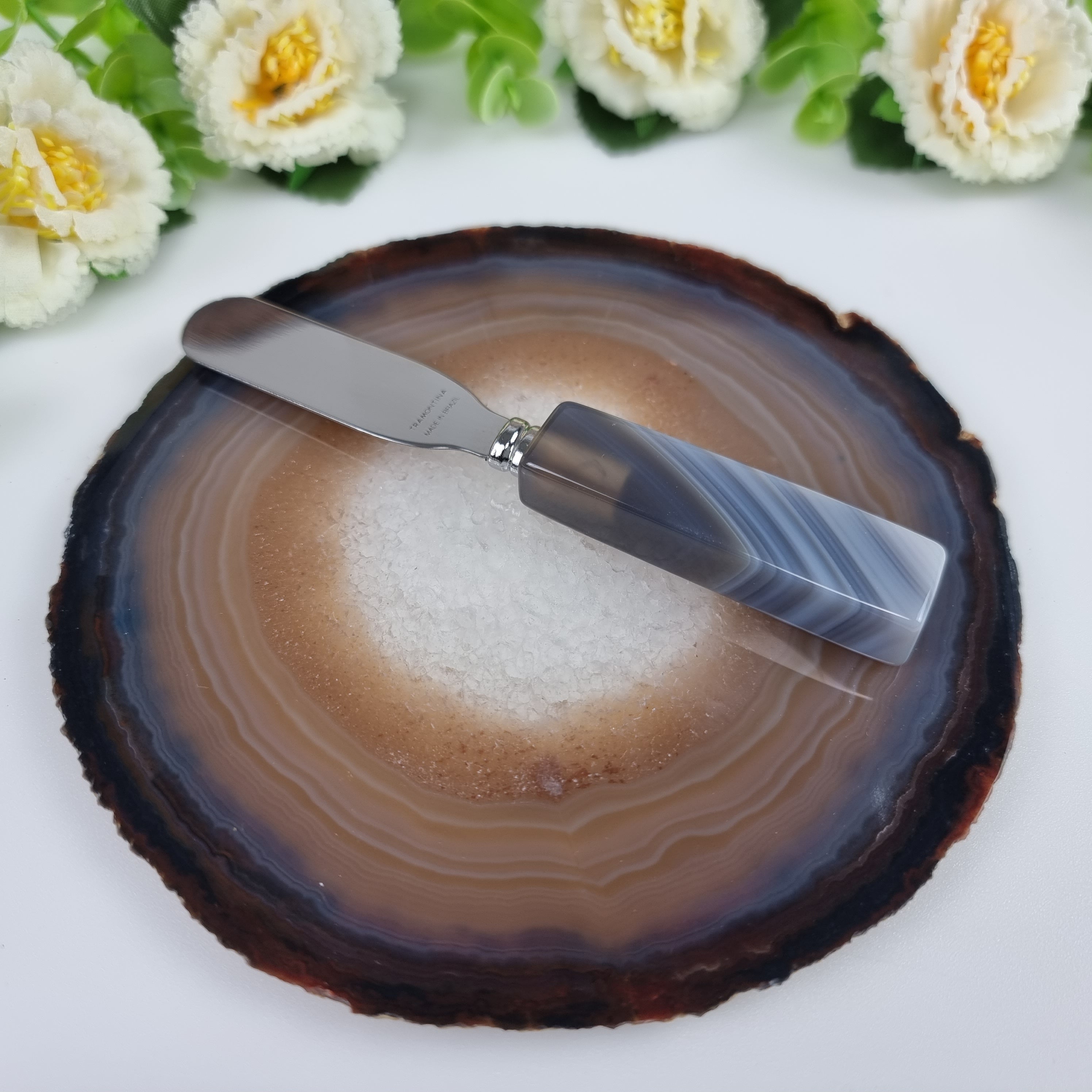 Portavasos Frigoríficos de Ágata con Bordes Naturales y Espátula - Medida 15 a 18 cm 1 Pieza