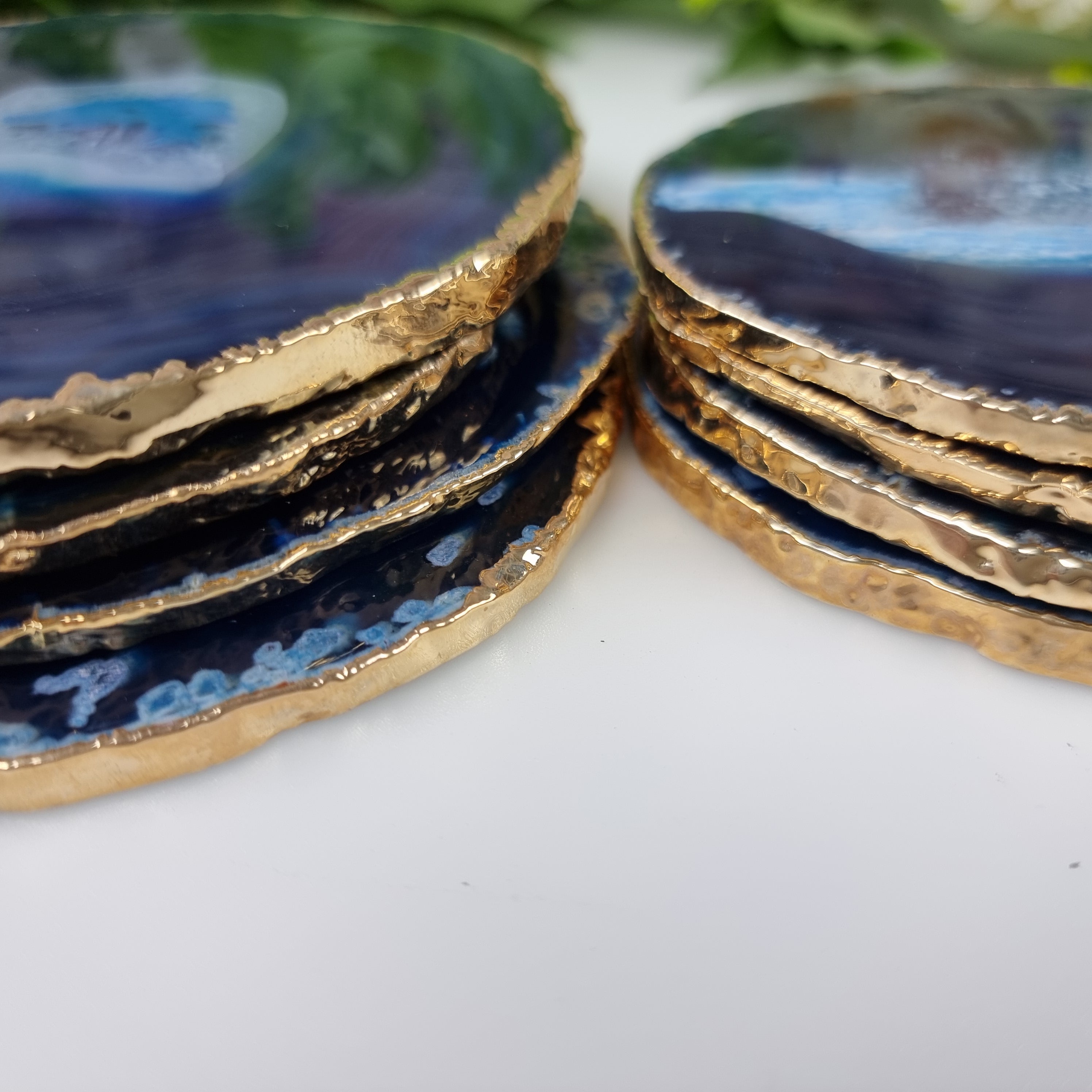 GOLDEN BATH Natural Agate Coasters size 10 to 12 cm kit 4 Pieces Weight 0.500 kg