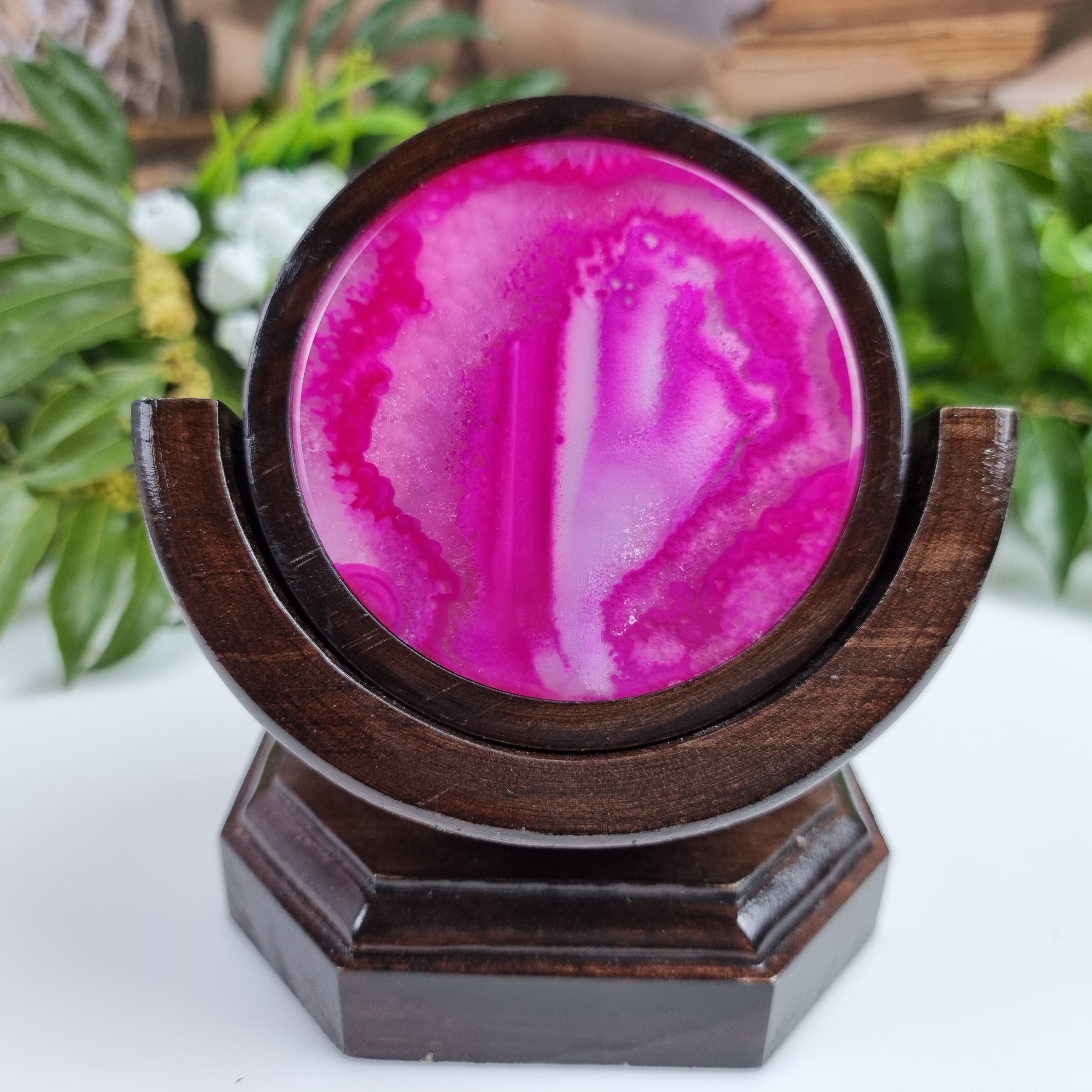 Agate coasters SET with wooden base 6 pieces natural stones 1.60 Kg Super Special