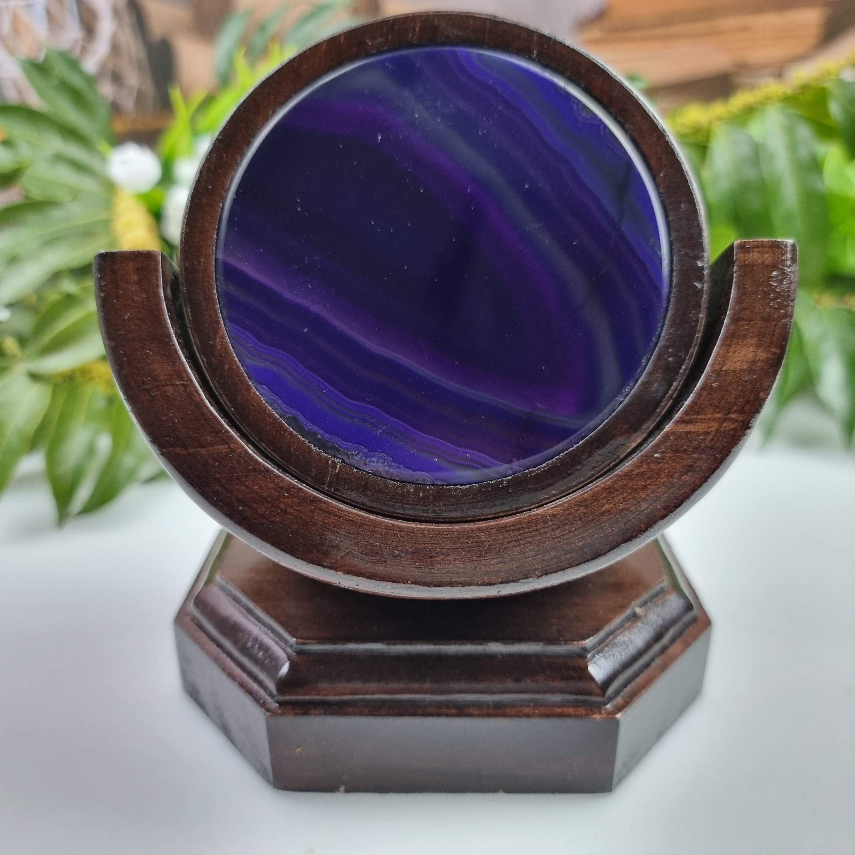 Agate coasters SET with wooden base 6 pieces natural stones 1.60 Kg Super Special