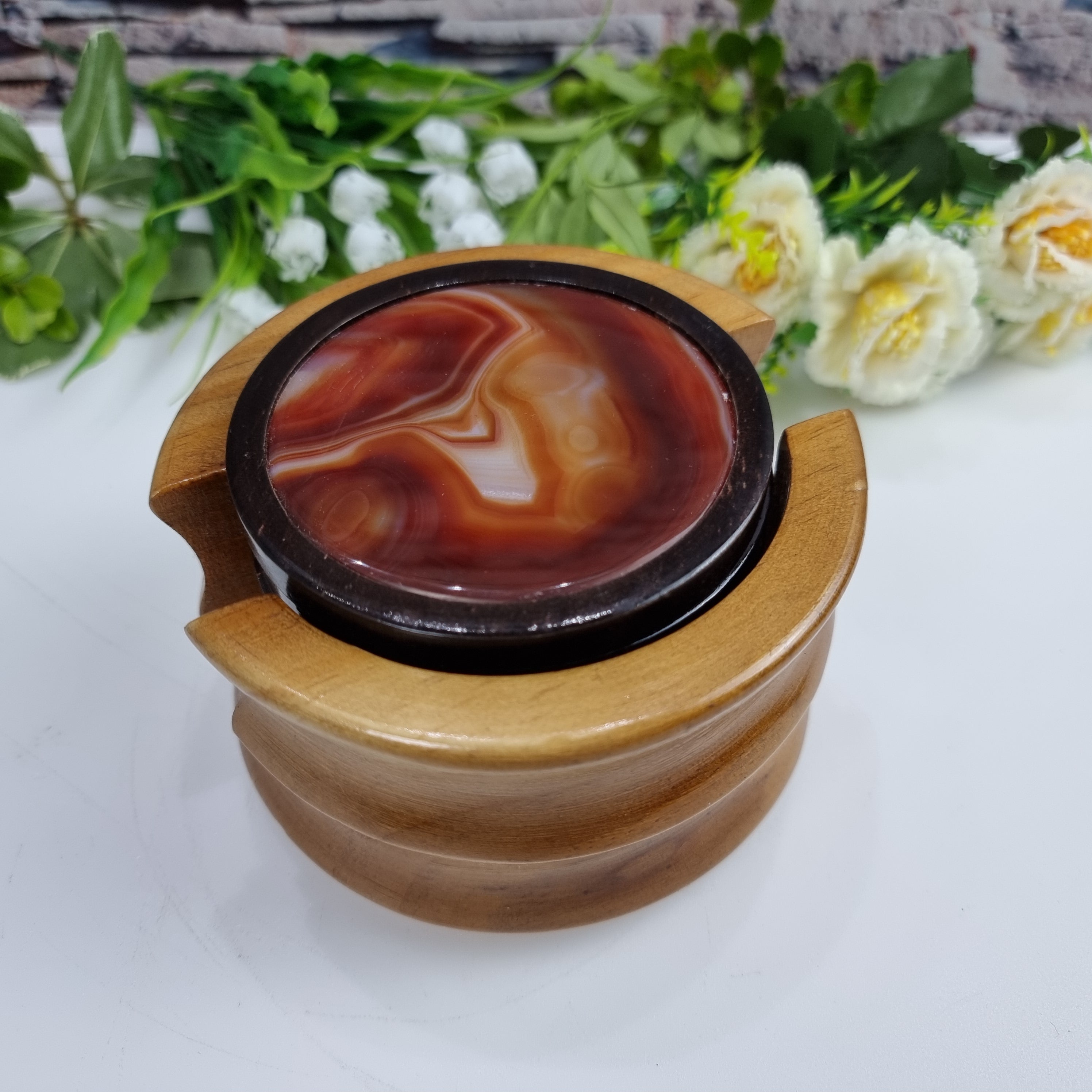 Posavasos de ágata KIT Especial con base de madera 6 unidades piedras naturales 1,60 Kg